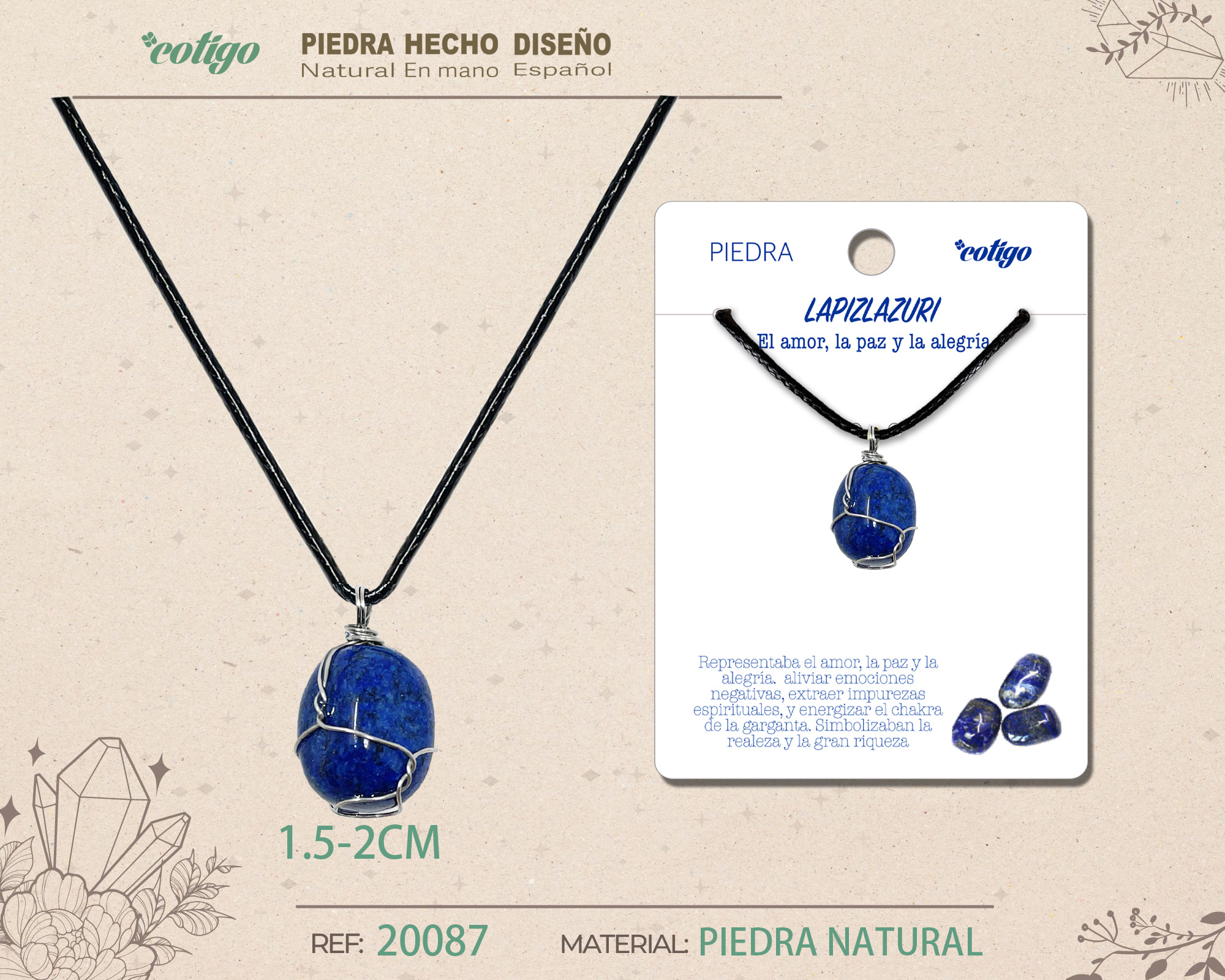COLGANTE PIEDRA NATURAL- LAPIZRAZURI