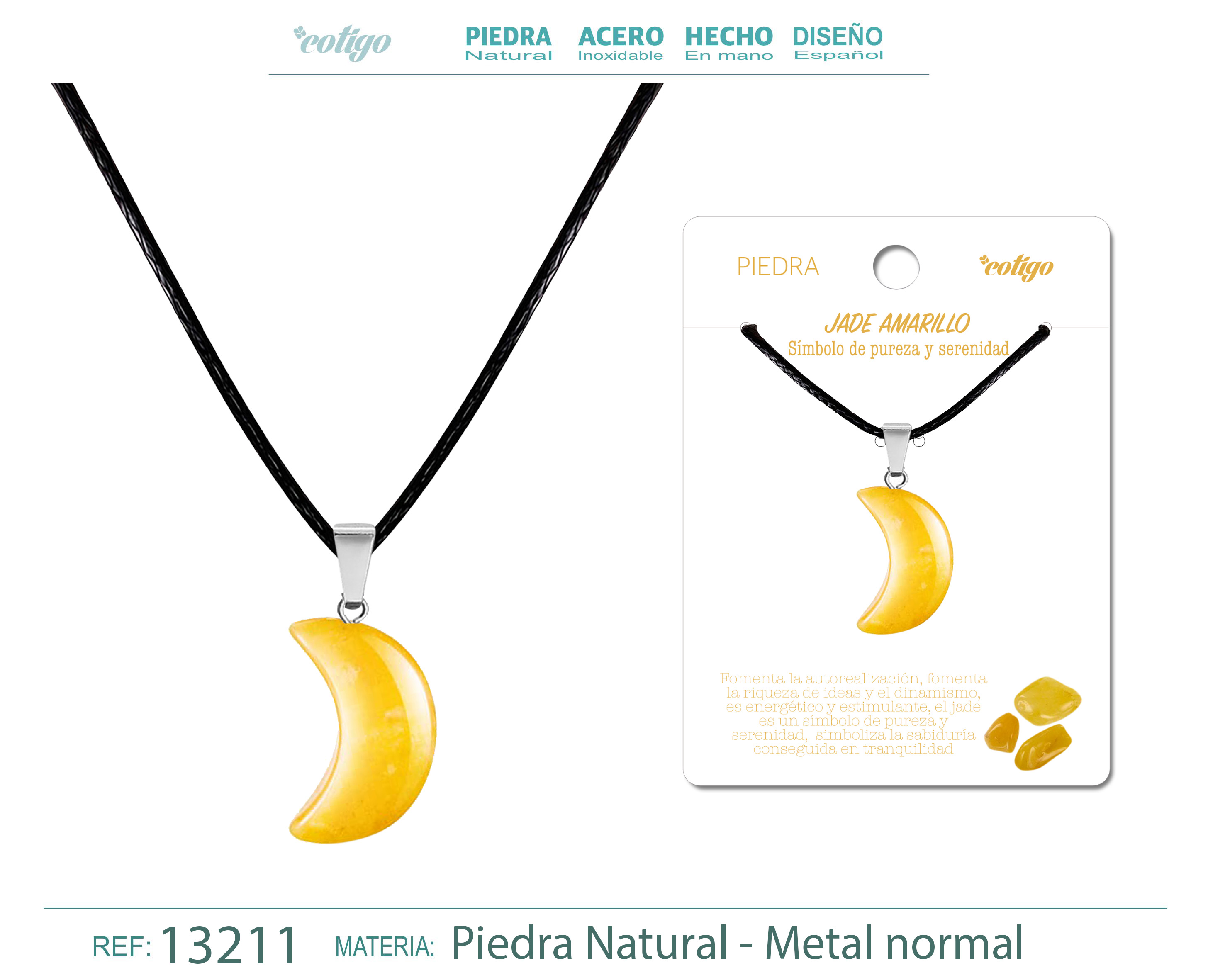 COLGANTE LUNA DE PIEDRA JADE AMARILLO