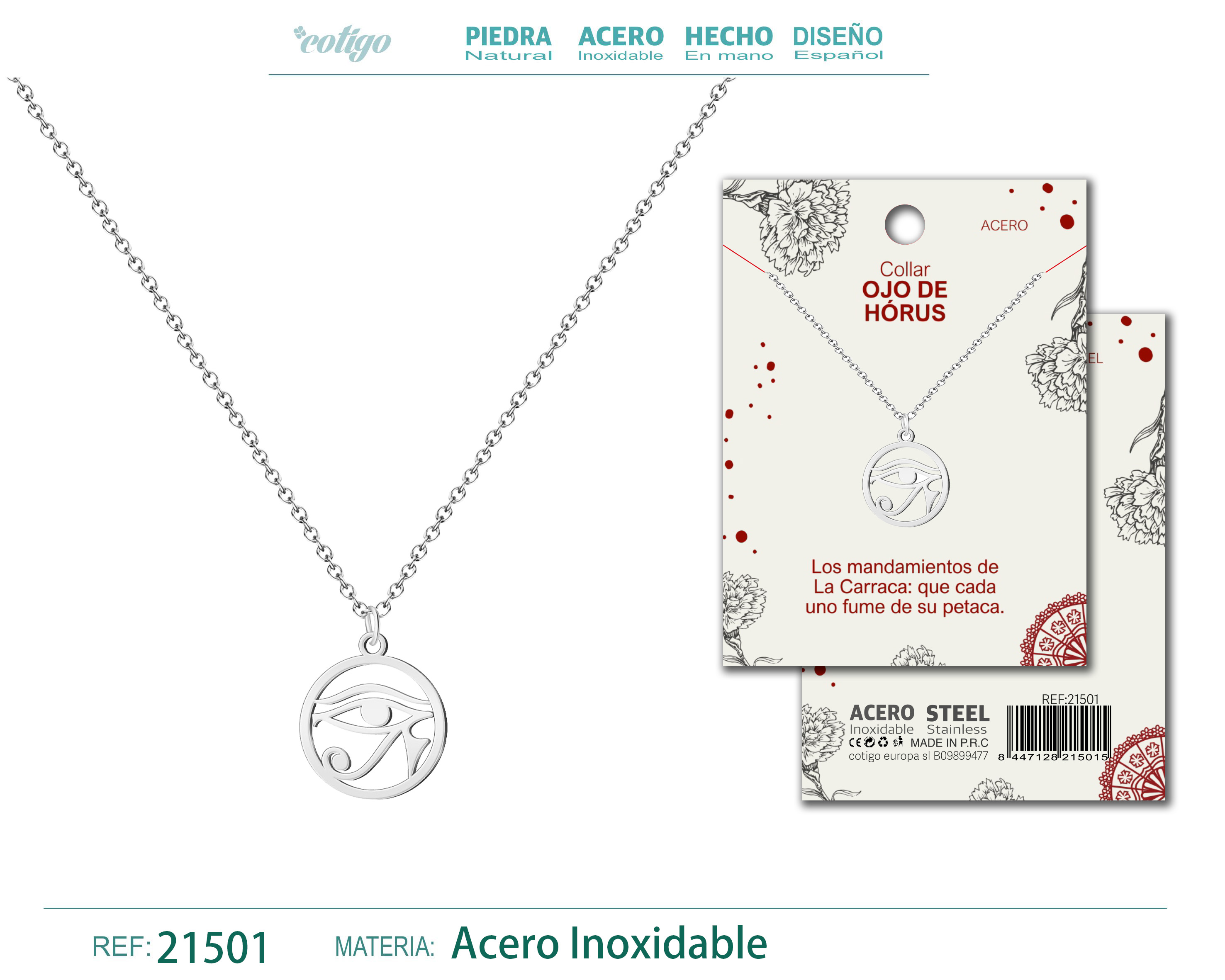 COLGANTE OJO HORUS ACERO PLATEADO