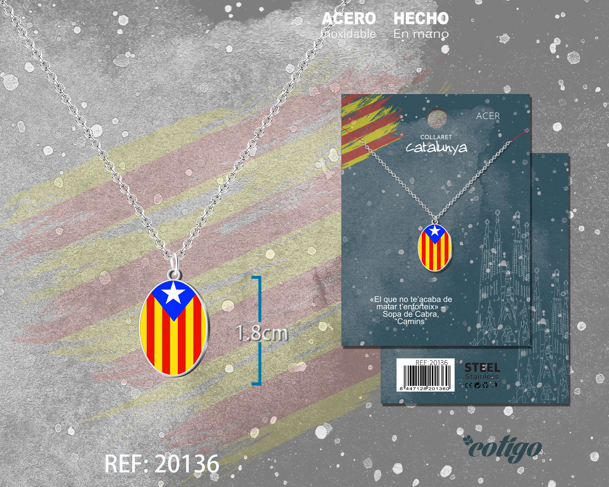 COLGANTE BANDERA CATALUÑA ACERO PLATEADO