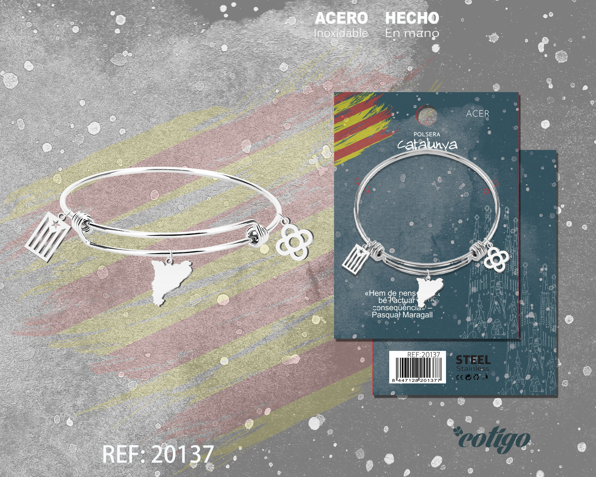 BRAZALETE CATALUÑA ACERO PLATEADO