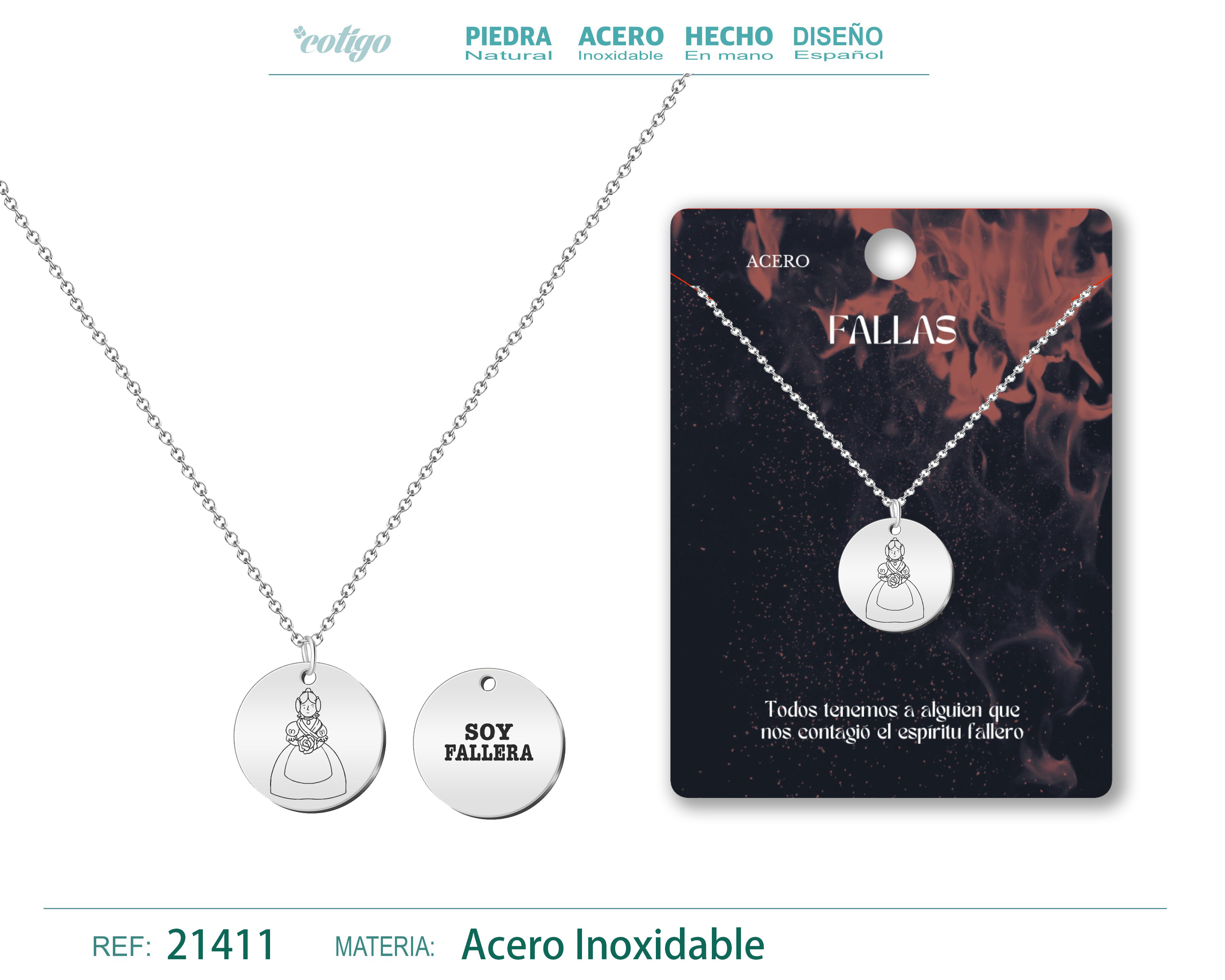 COLGANTE CON FALLERA ACERO PLATEADO