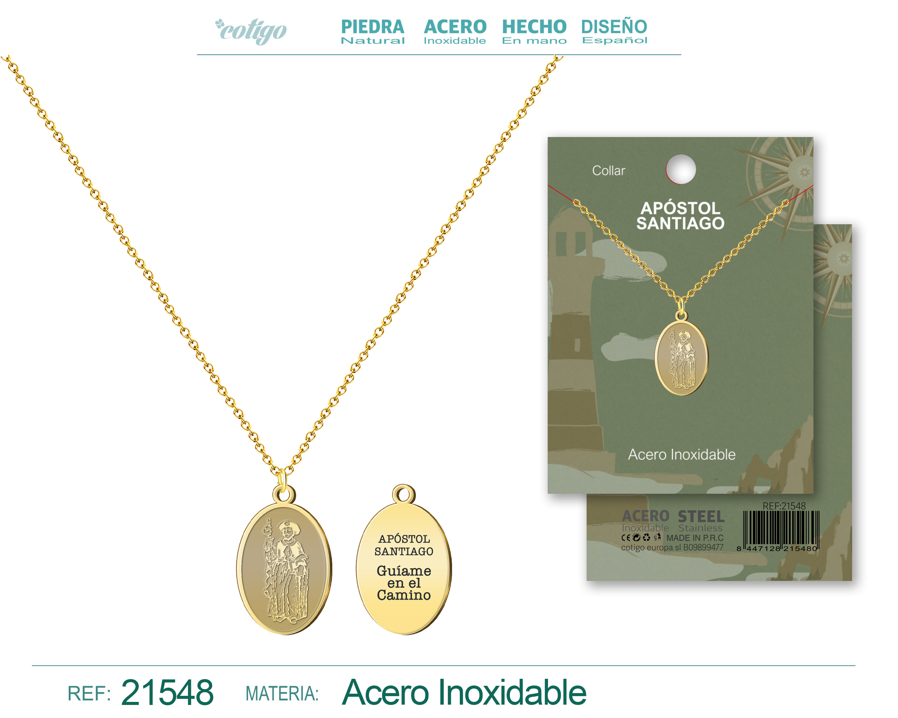 COLGANTE APOSITOL SANTIAGO ACERO DORADO