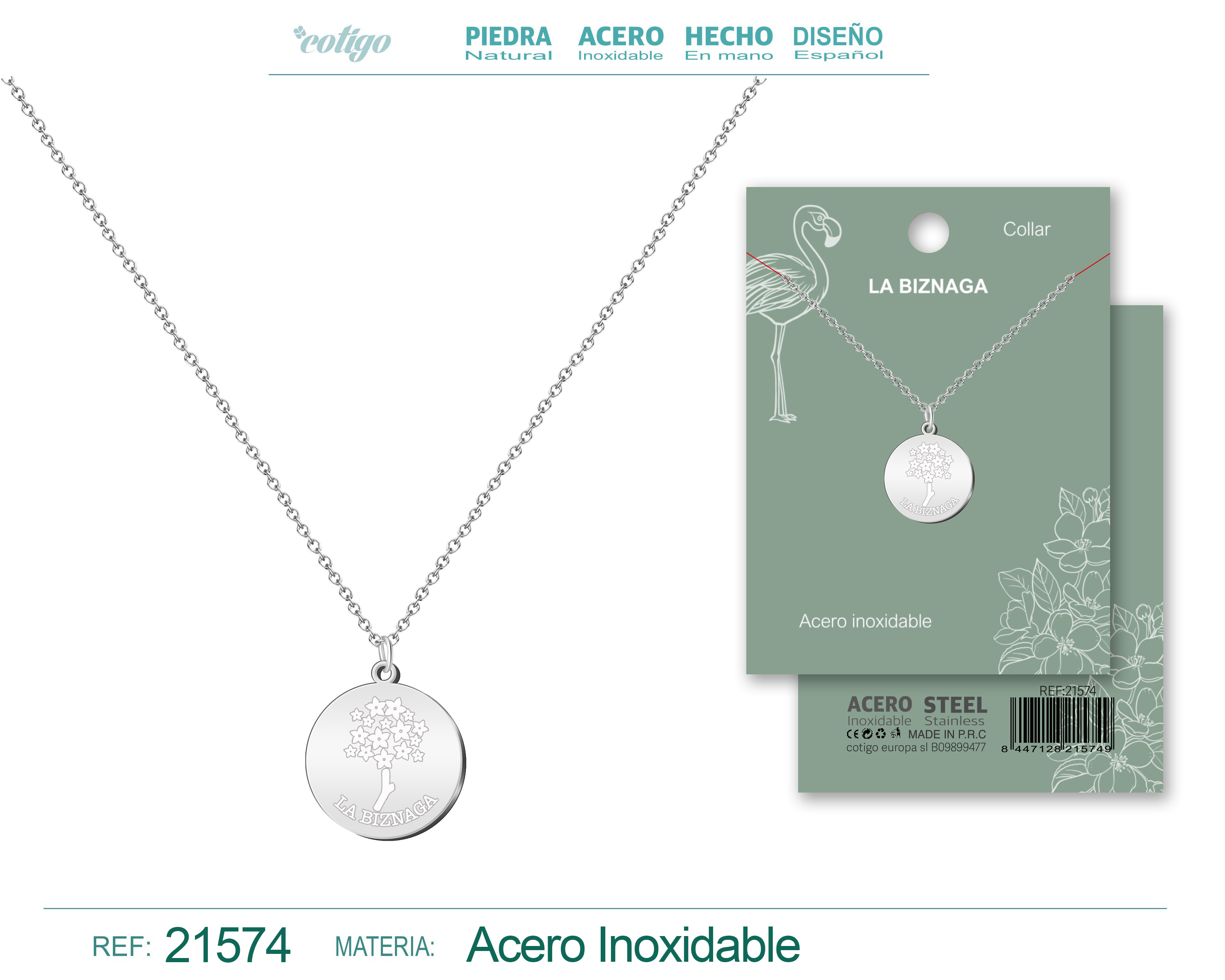 COLGANTE BIZNAGA ACERO PLATEADO