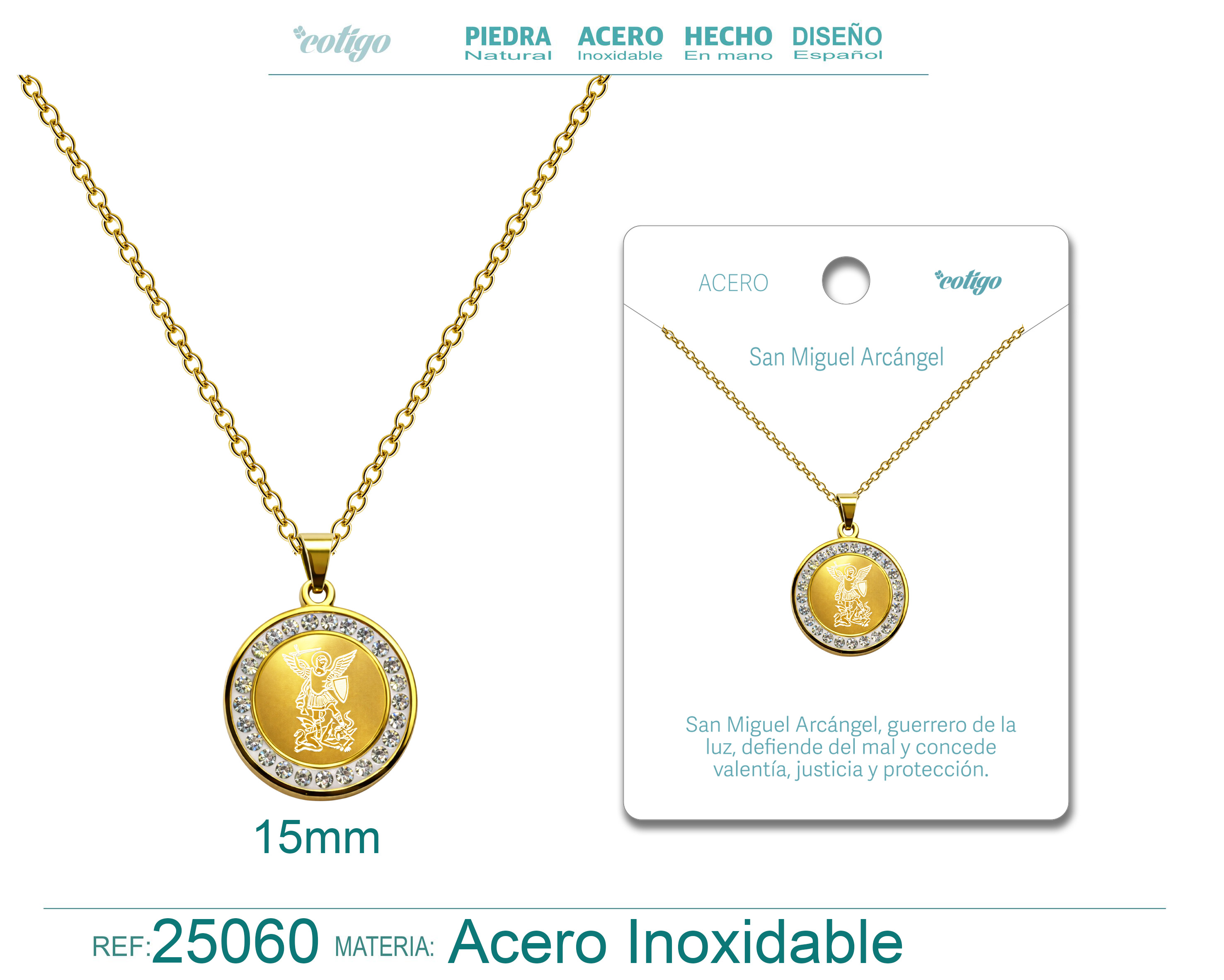 COLGANTE SAN MIQUEL DE ARCANGEL ACERO COLOR DORADO