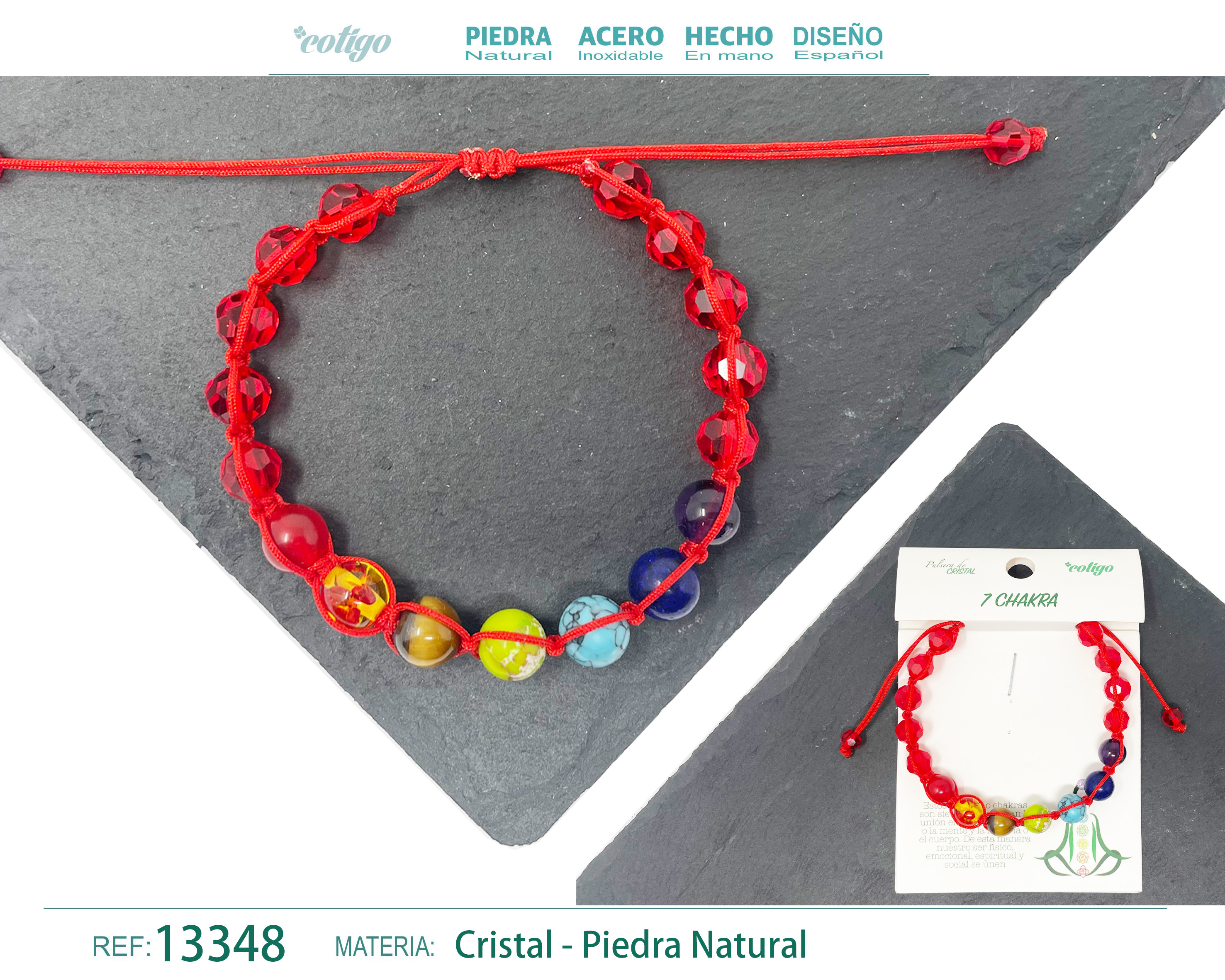PULSERA 7 CHAKRAS CON CRISTAL DE HILO TRENZADO