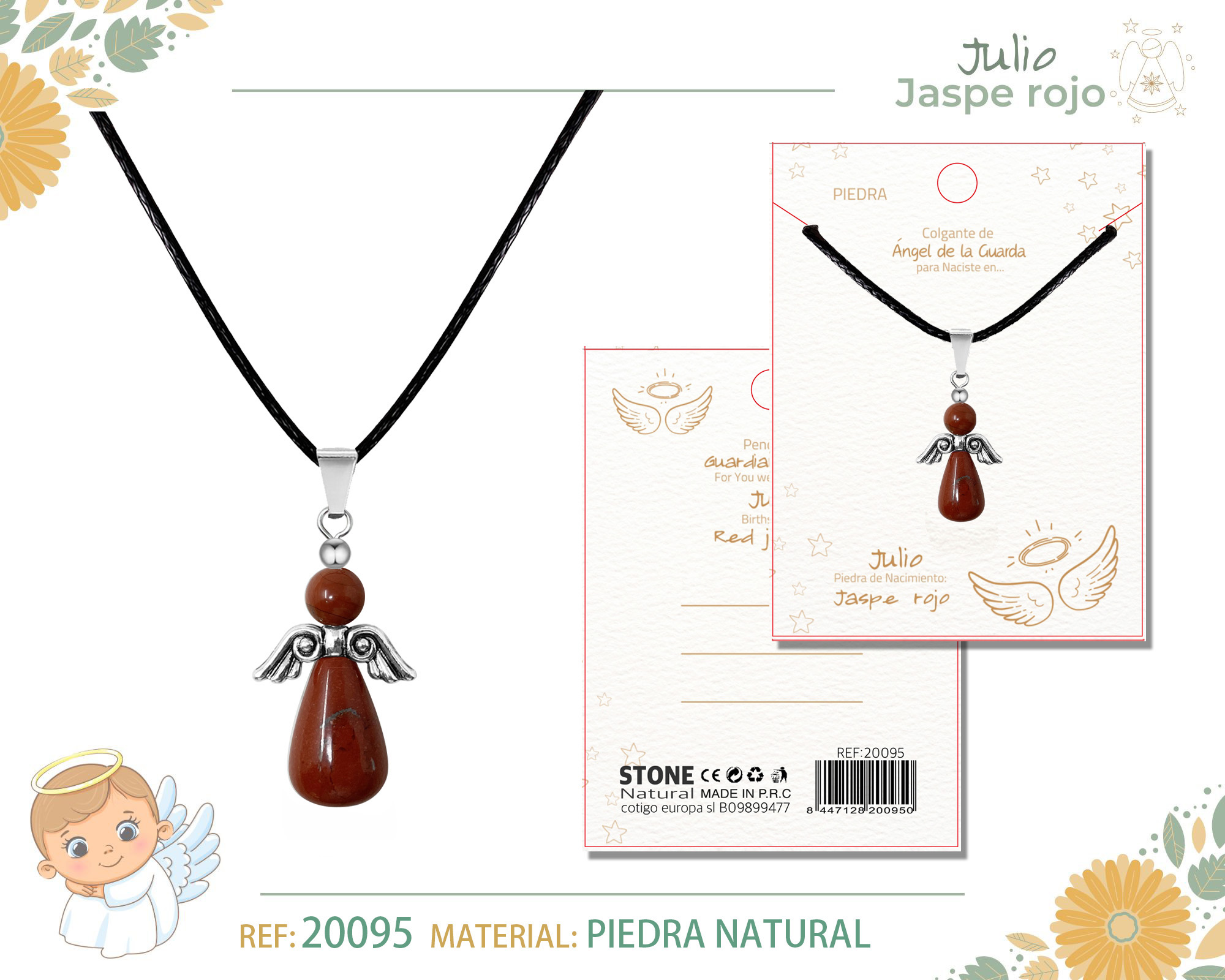 COLGANTE ANGEL DE GUARDA- JADE ROJO