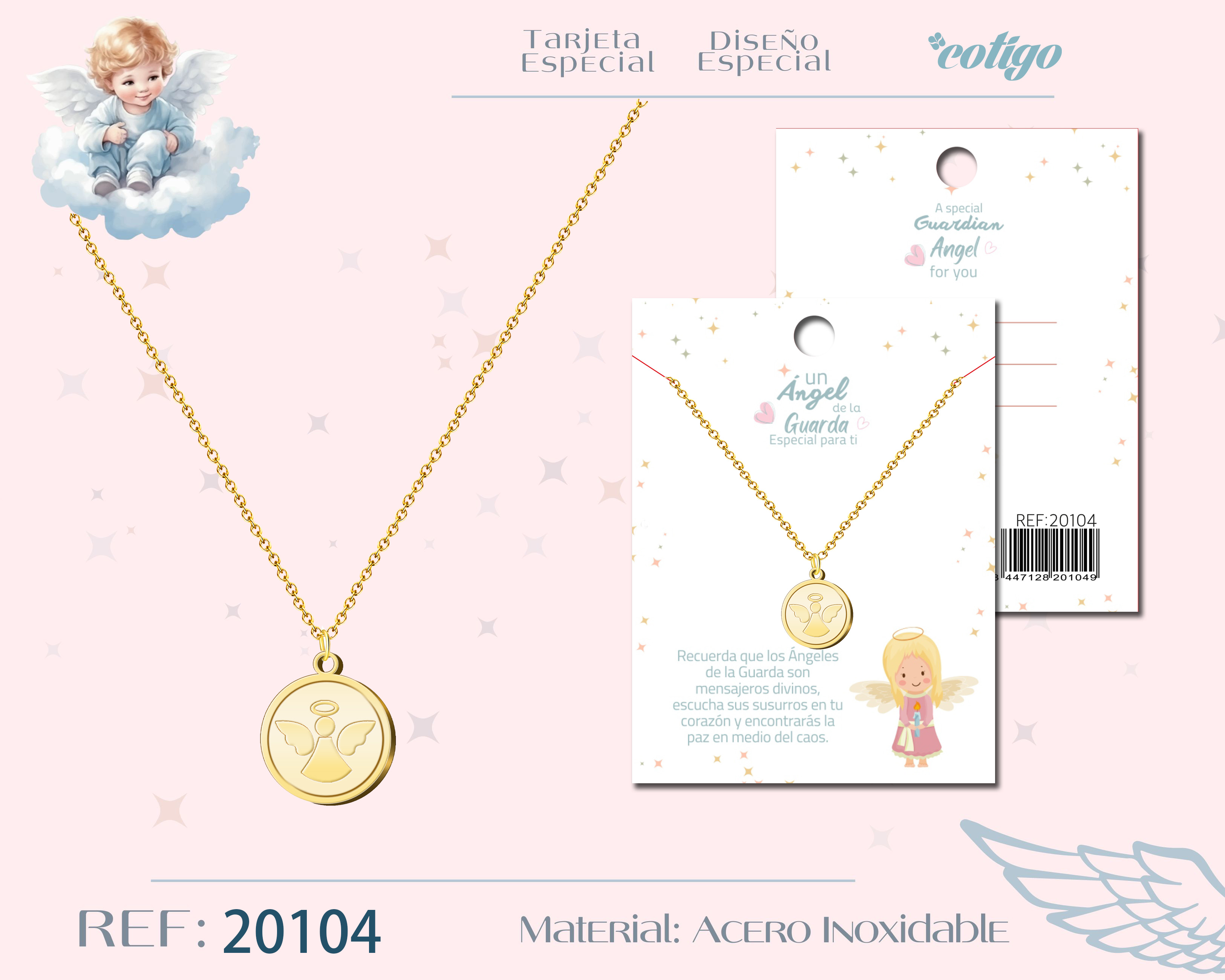 COLLAR ANGEL DE GUARDA ACERO