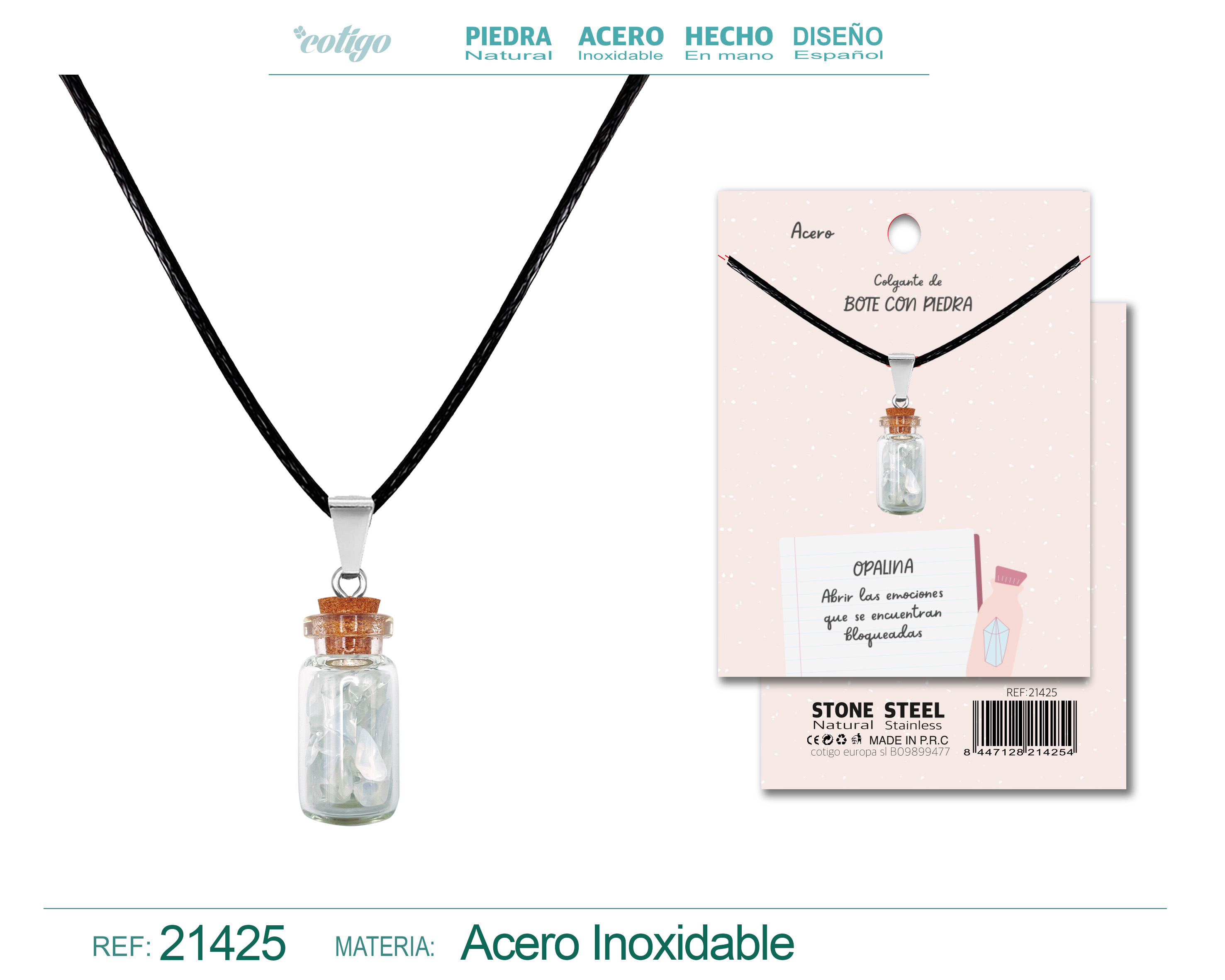 COLGANTE BOTE DE DESEO CON OPALINA