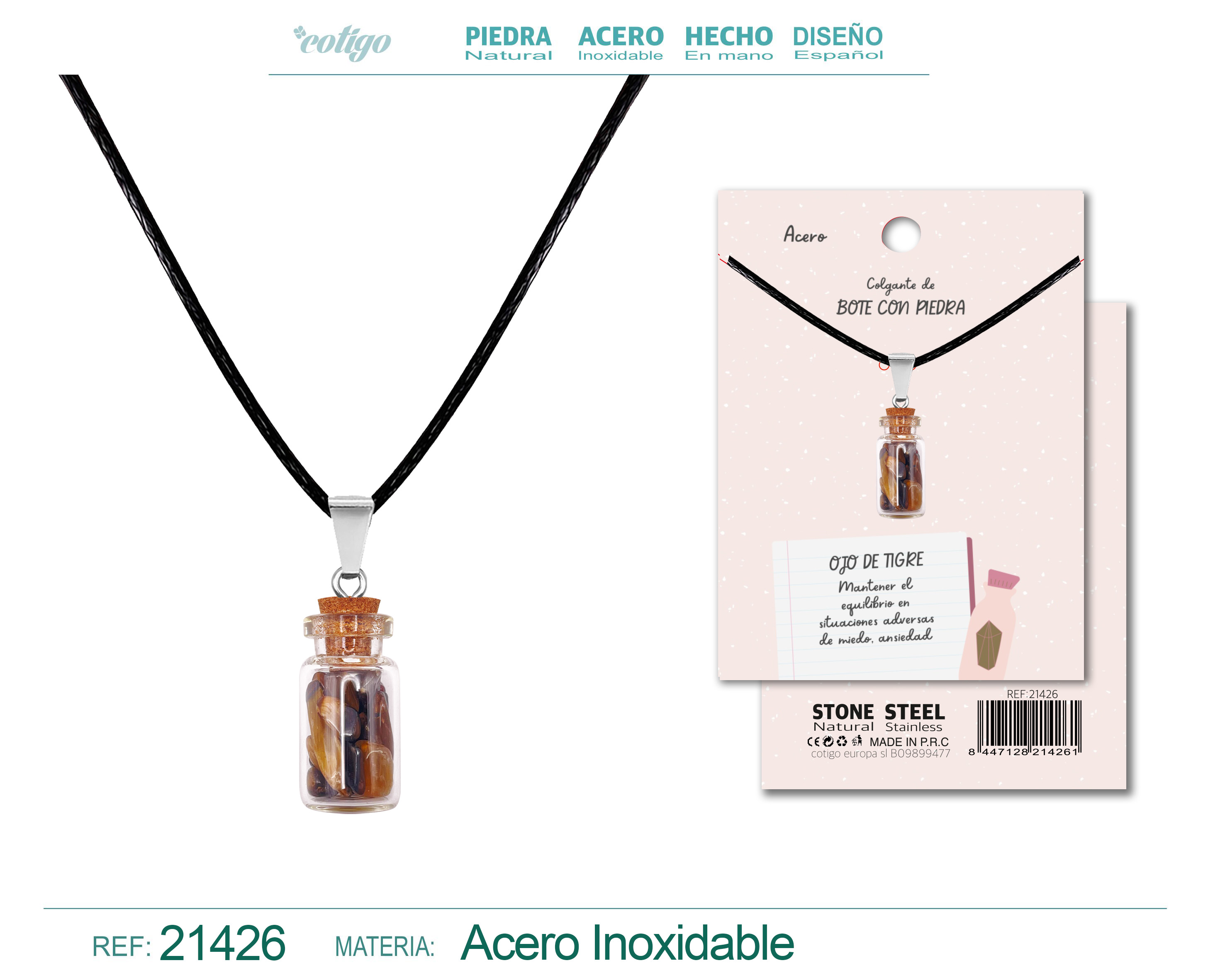 COLGANTE BOTE DE DESEO CON OJO DE TIGRE