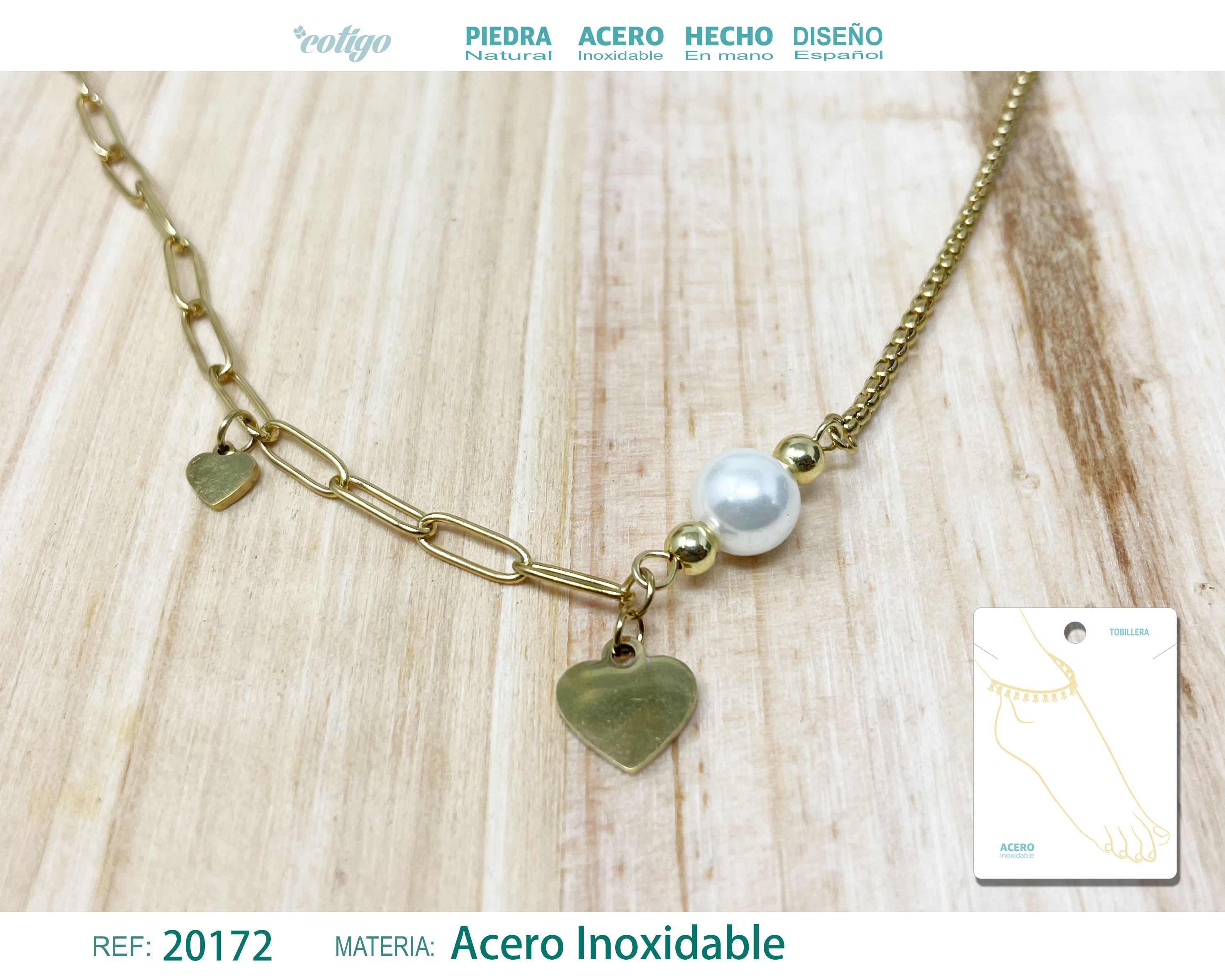 TOBILLERA ACERO COLOR DORADO
