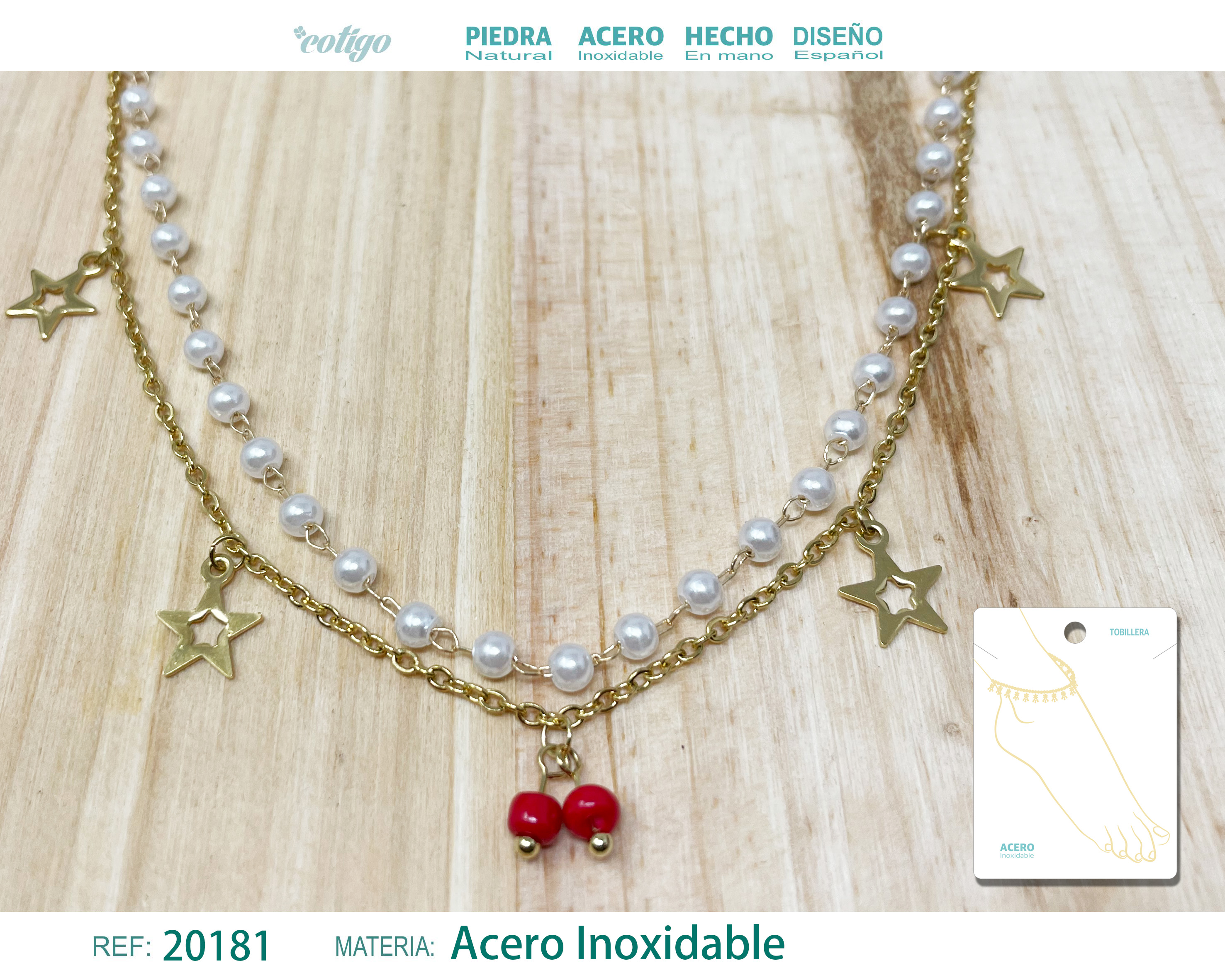 TOBILLERA ACERO COLOR DORADO