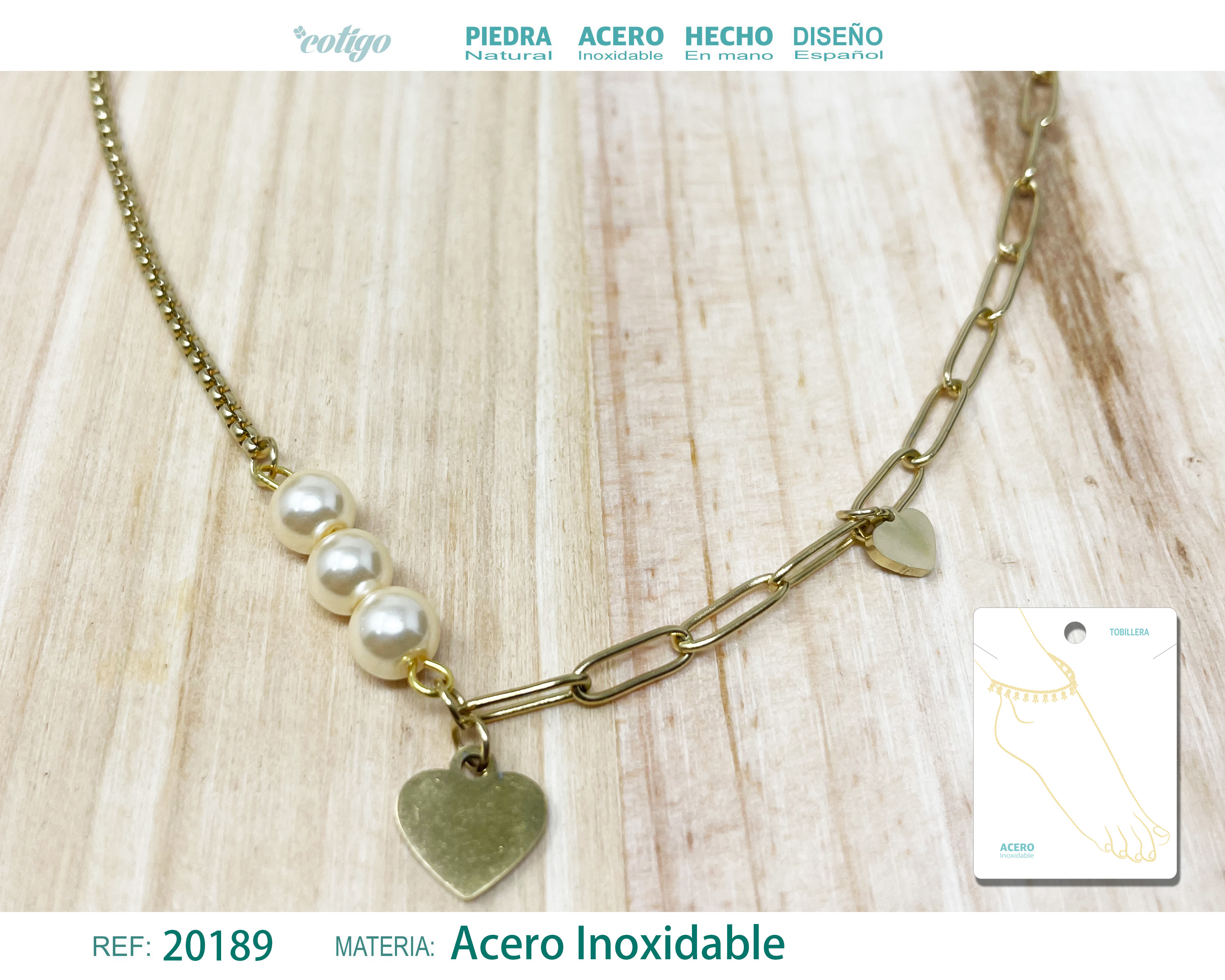 TOBILLERA ACERO COLOR DORADO