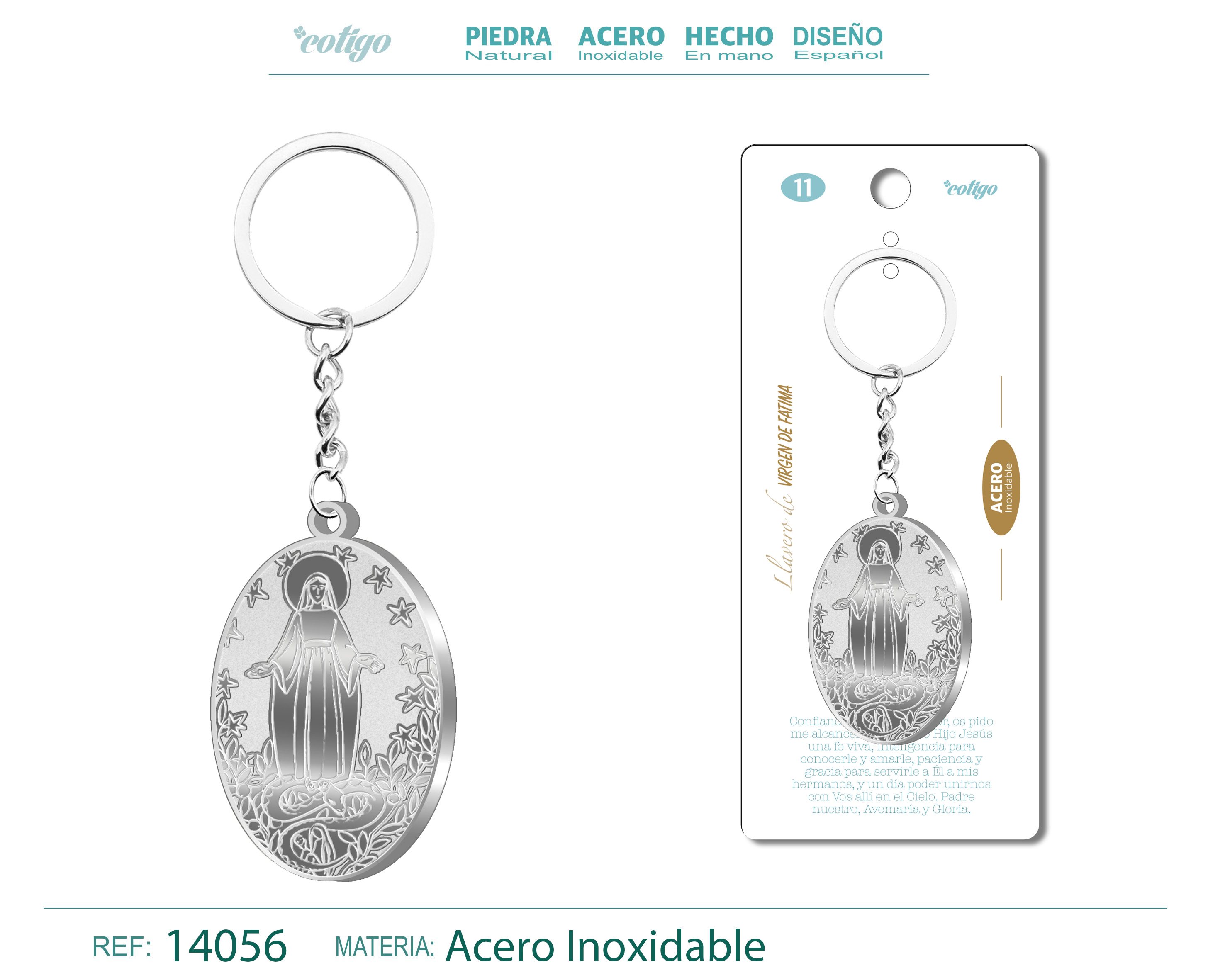 LLAVERO VIRGEN DE FATIMA ACERO INOXIDABLE