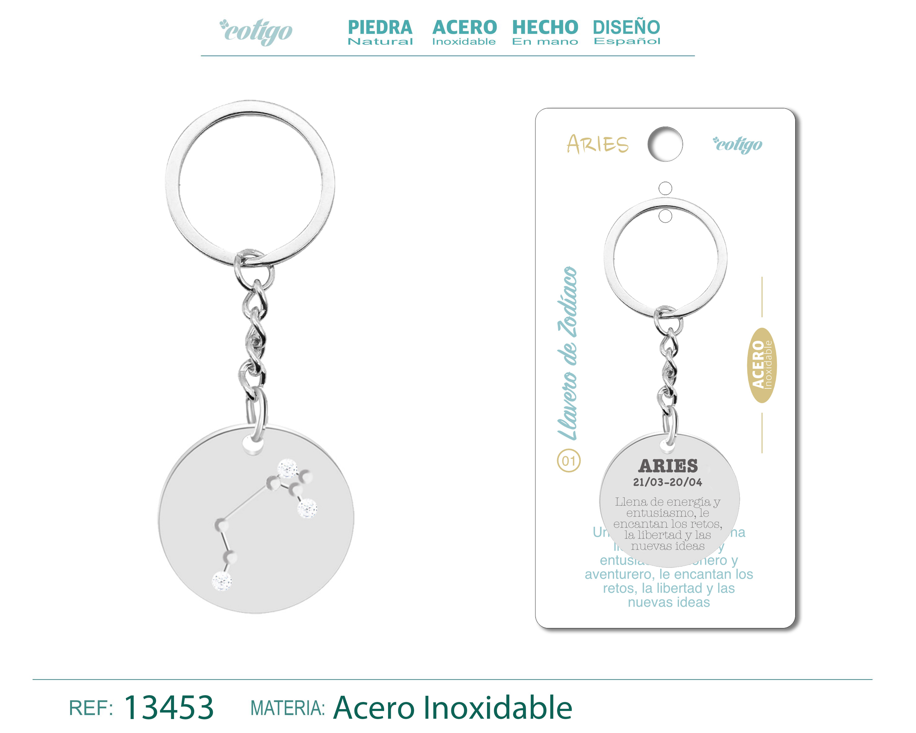 LLAVERO ACERO CON ZODIACO ARIES