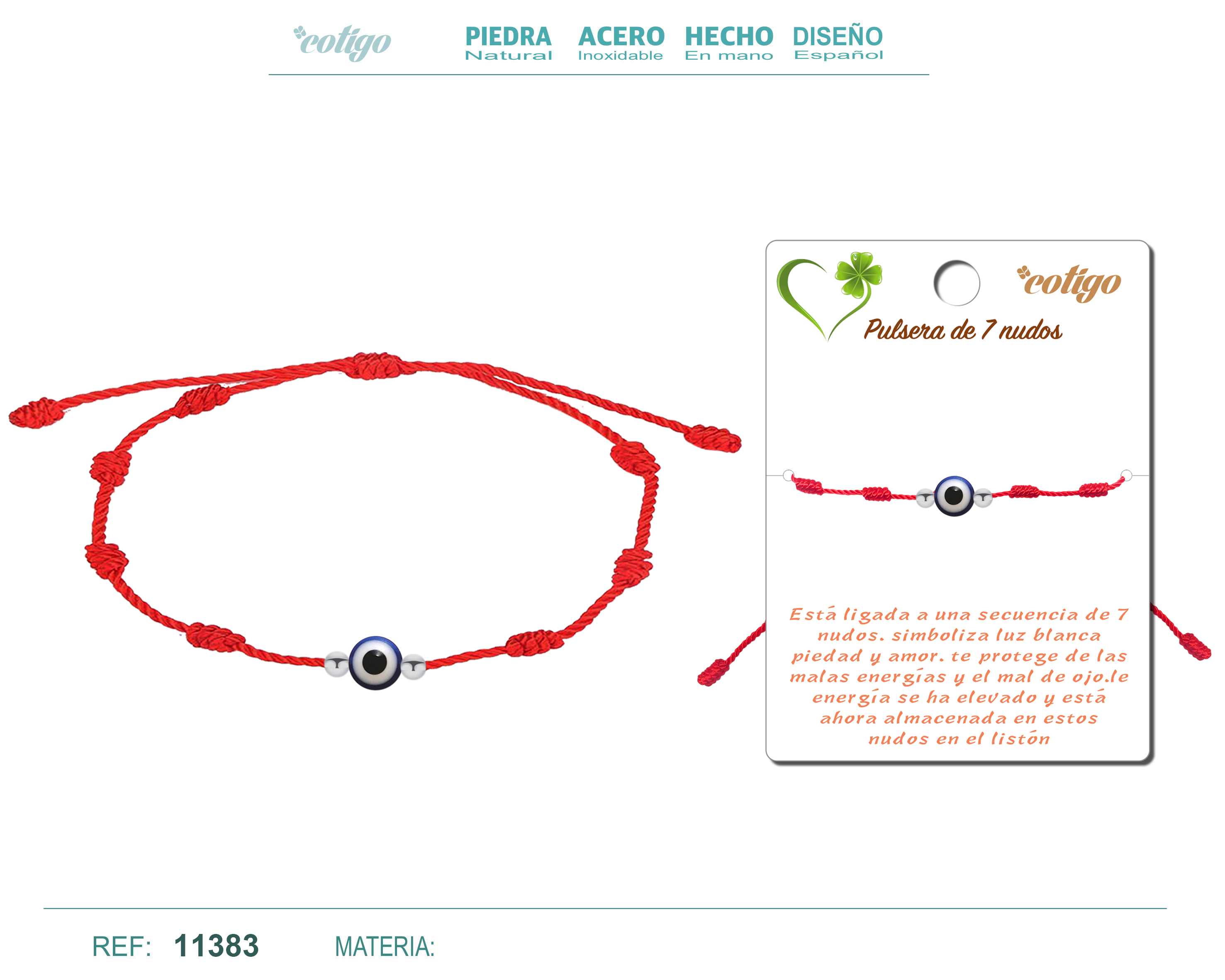 Pulsera 7 Nudos con Ojo de Turco