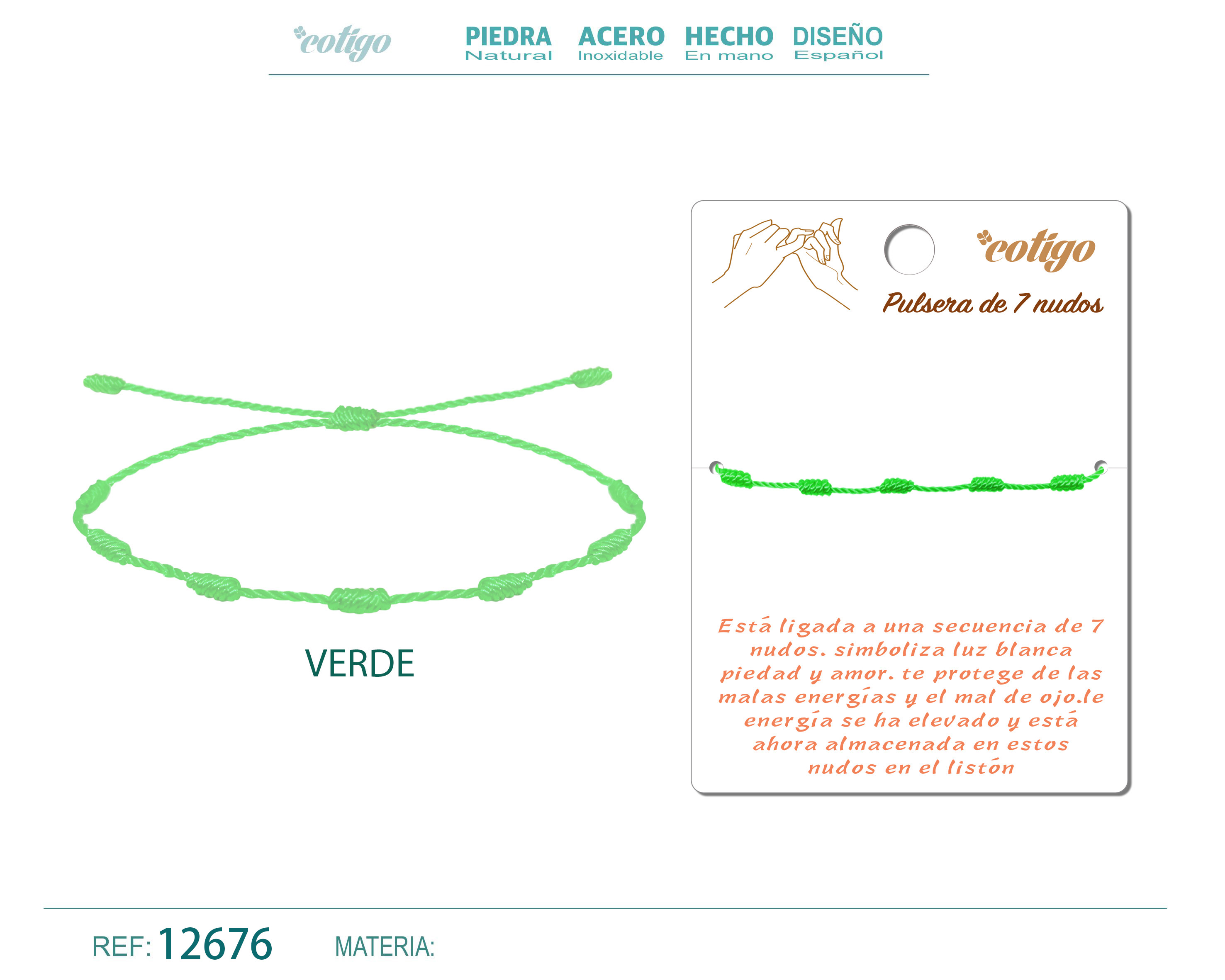 Pulsera 7 nudos Verde