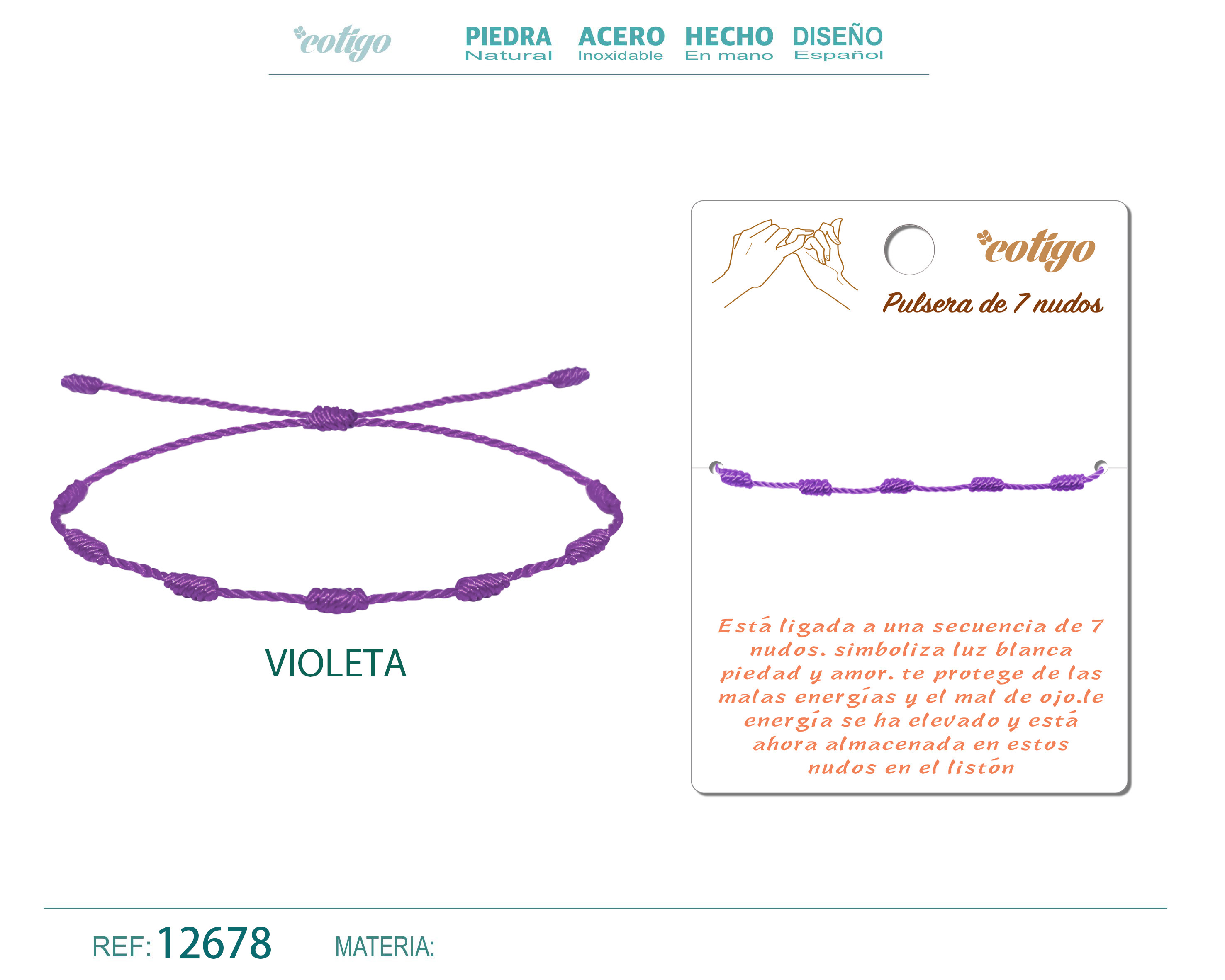 Pulsera 7 nudos Violeta