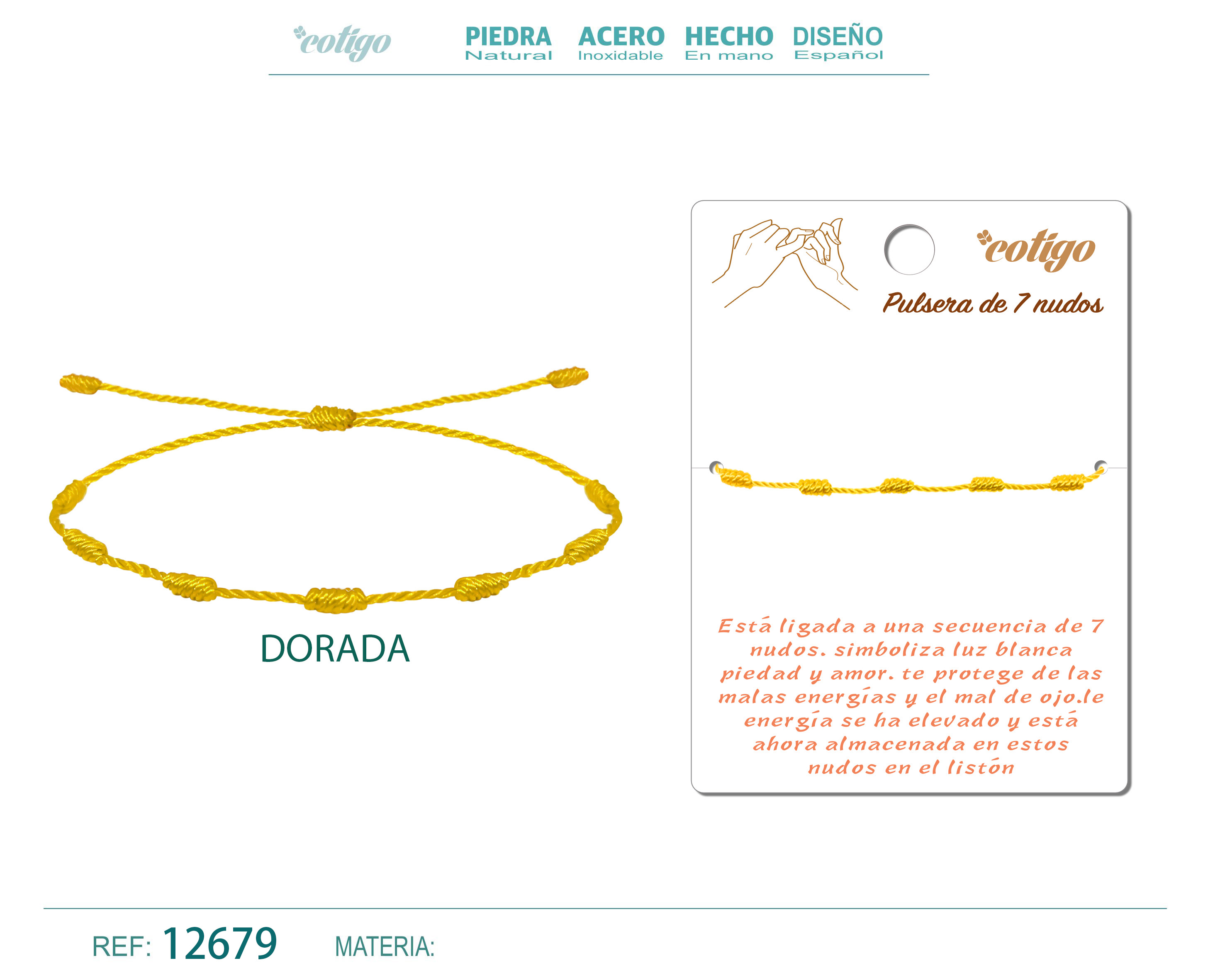 Pulsera 7 nudos Dorado