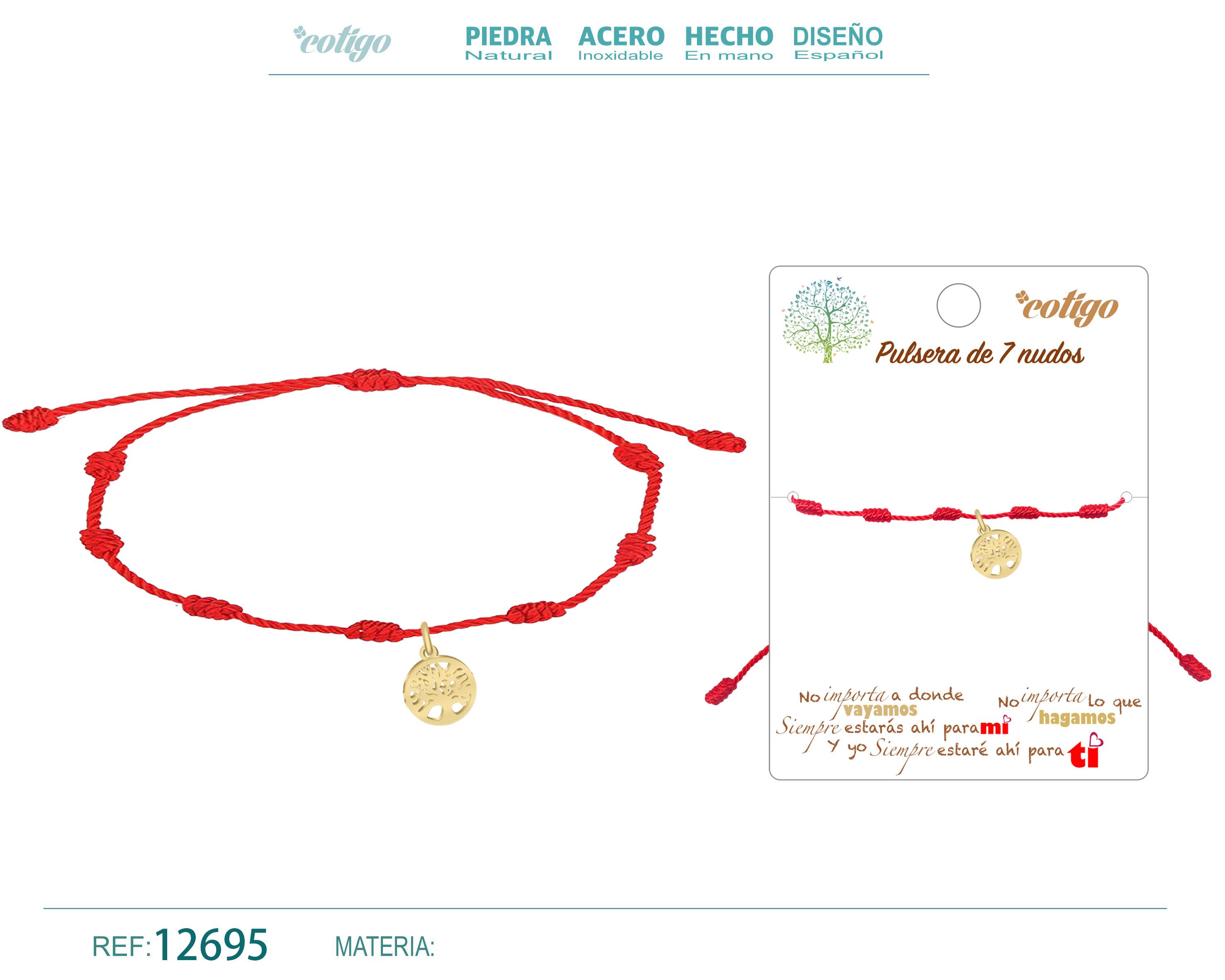 Pulsera 7 Nudos con Arbol de la Vida Acero Dorado