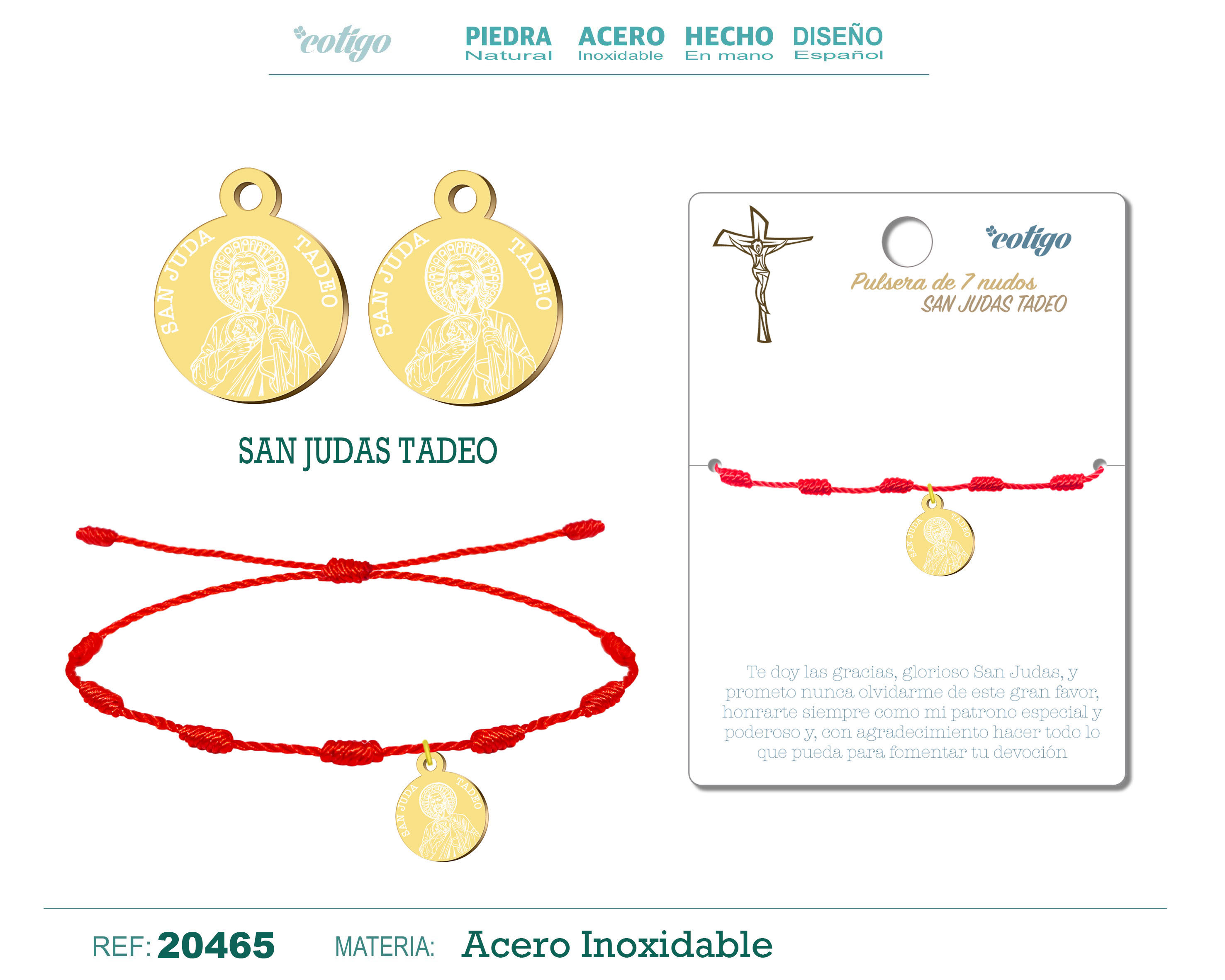 PULSERA 7 NUDOS SAN JUDAS TADEO DORADO