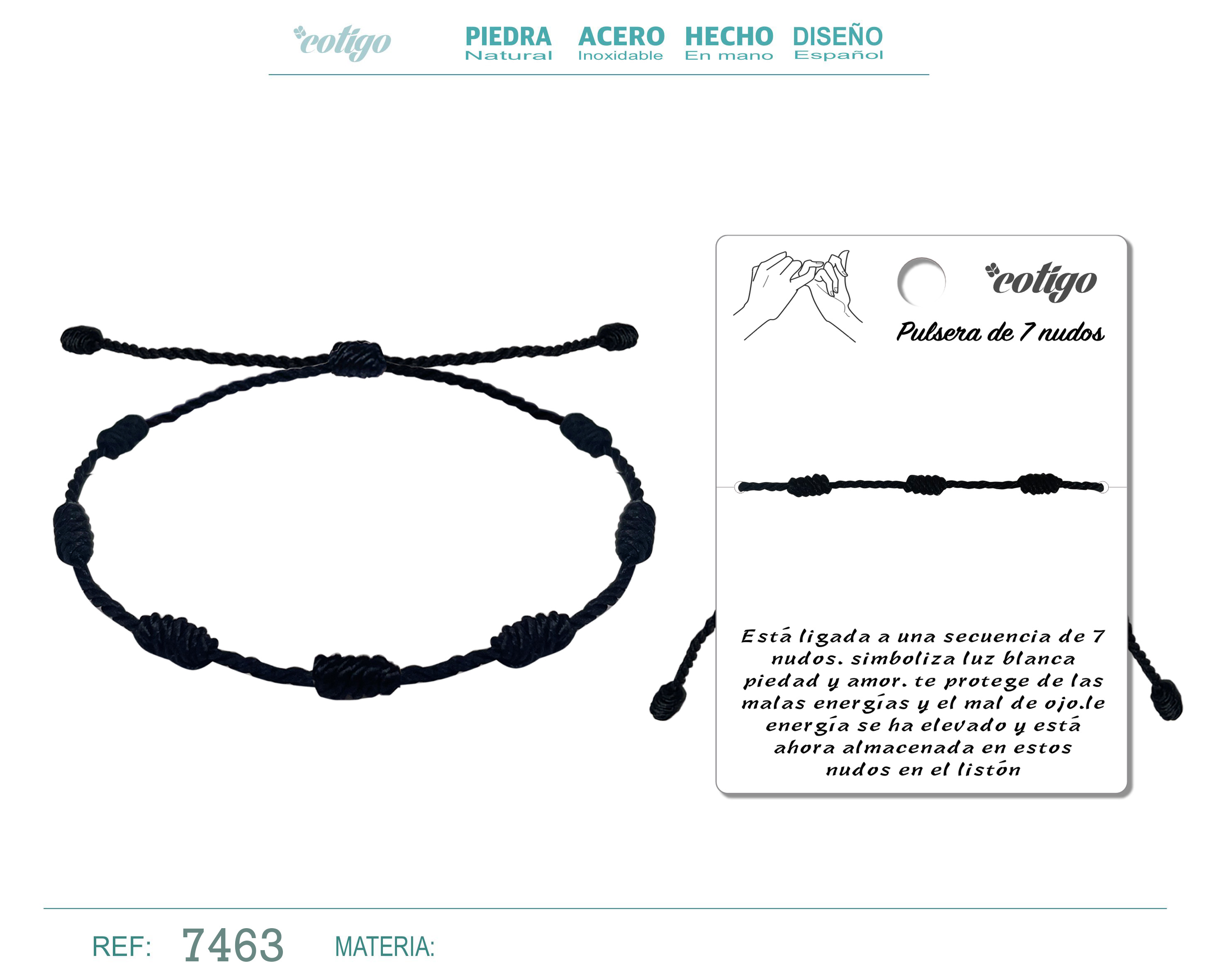 Pulsera 7 Nudos color Negro