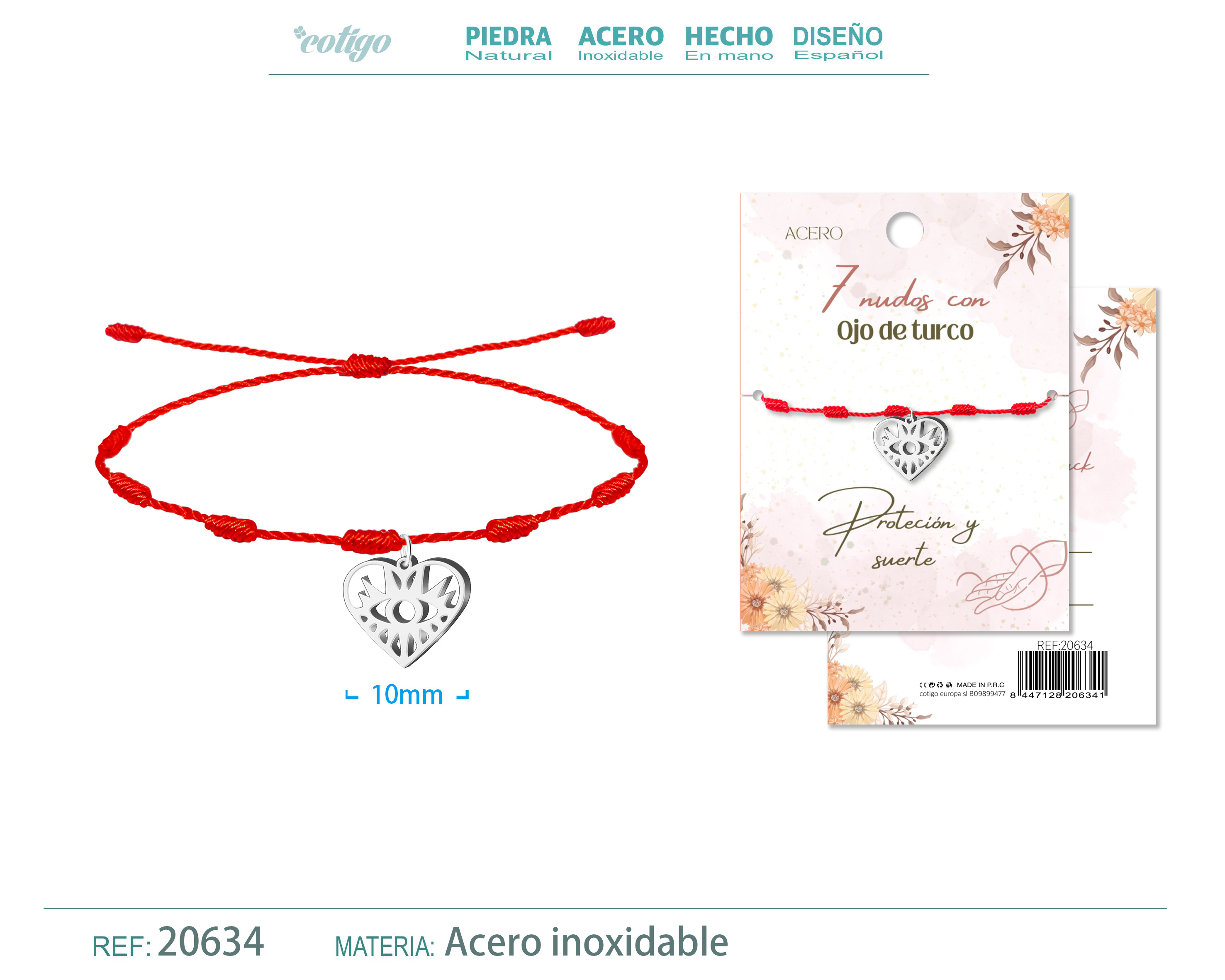 Pulsera 7 nudos con Ojo turco color Plateado