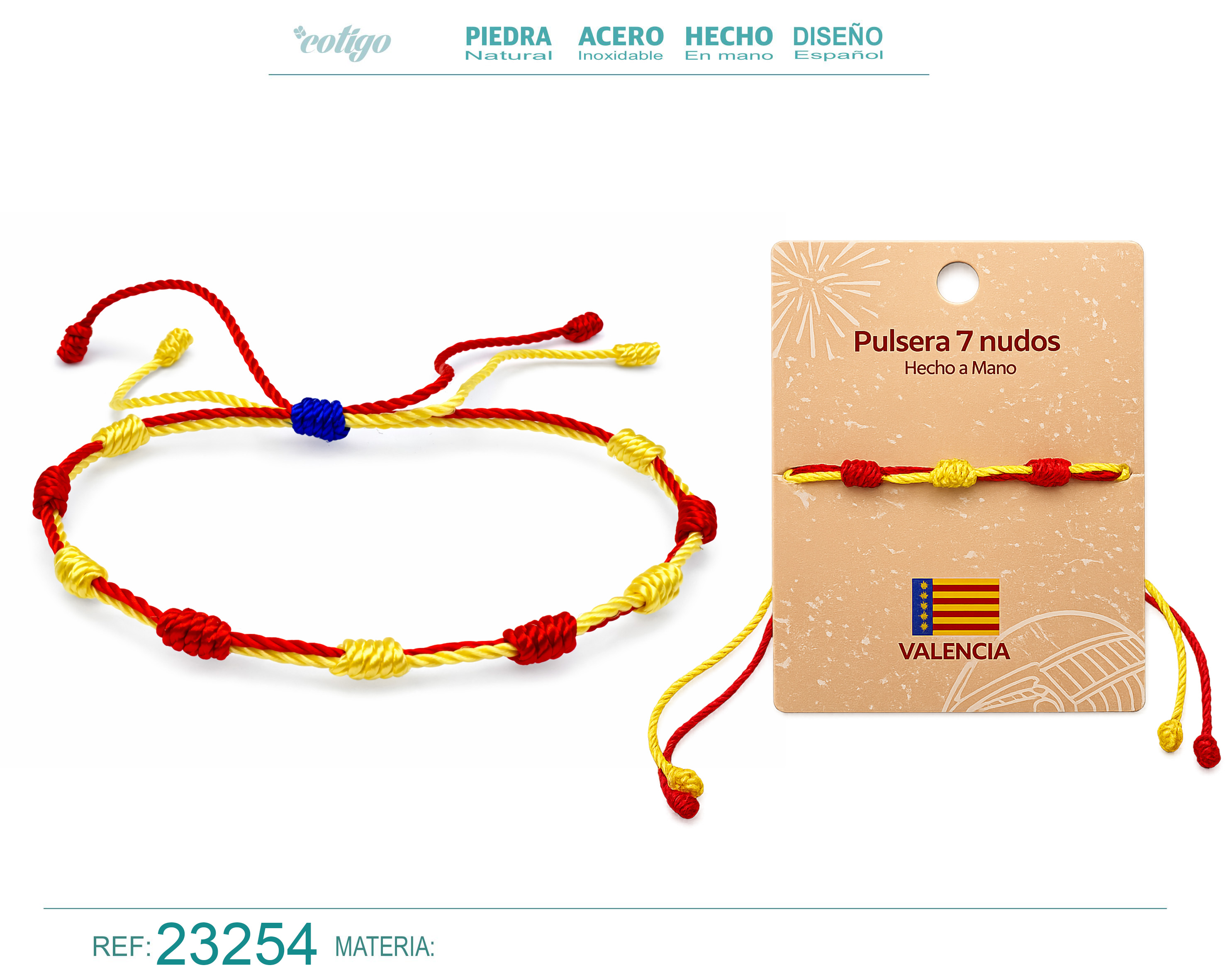Pulsera 7 Nudos de Bandera de Valencia