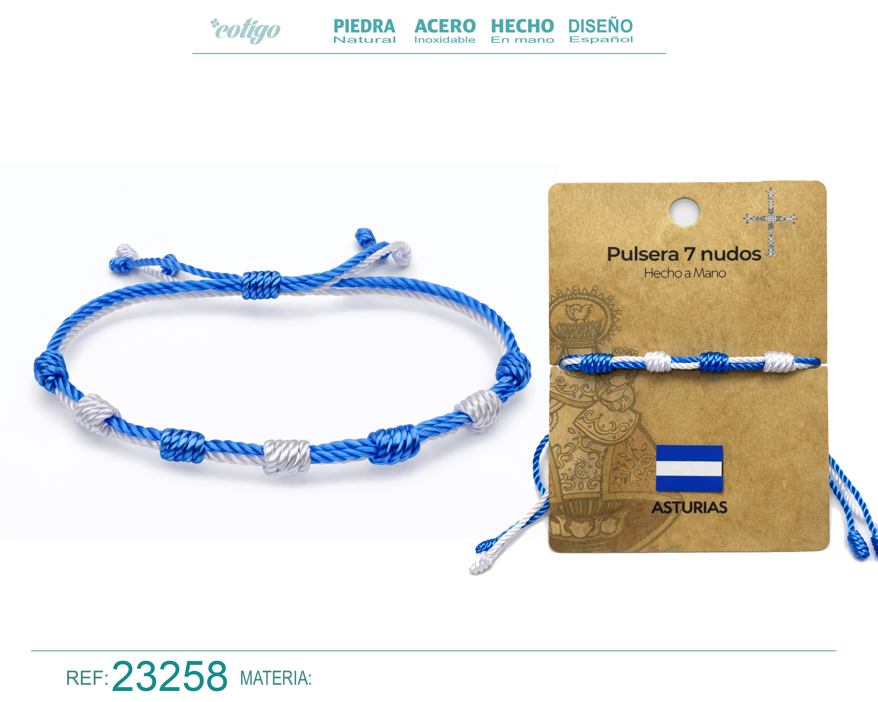 Pulsera 7 Nudos de Bandera de Asturias