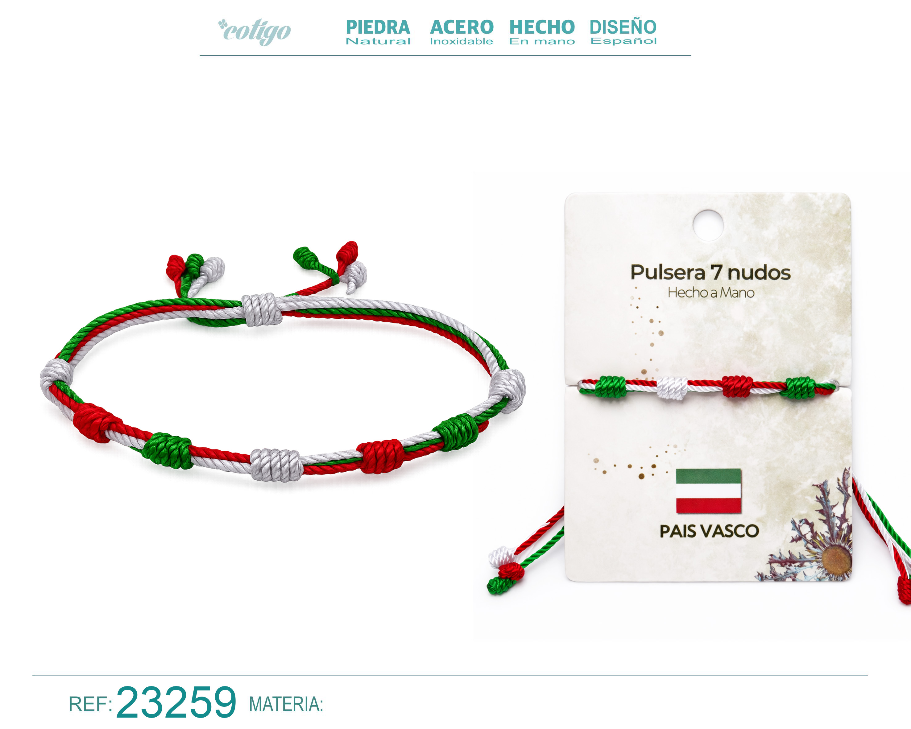 Pulsera 7 Nudos de Bandera de Pais Vasco