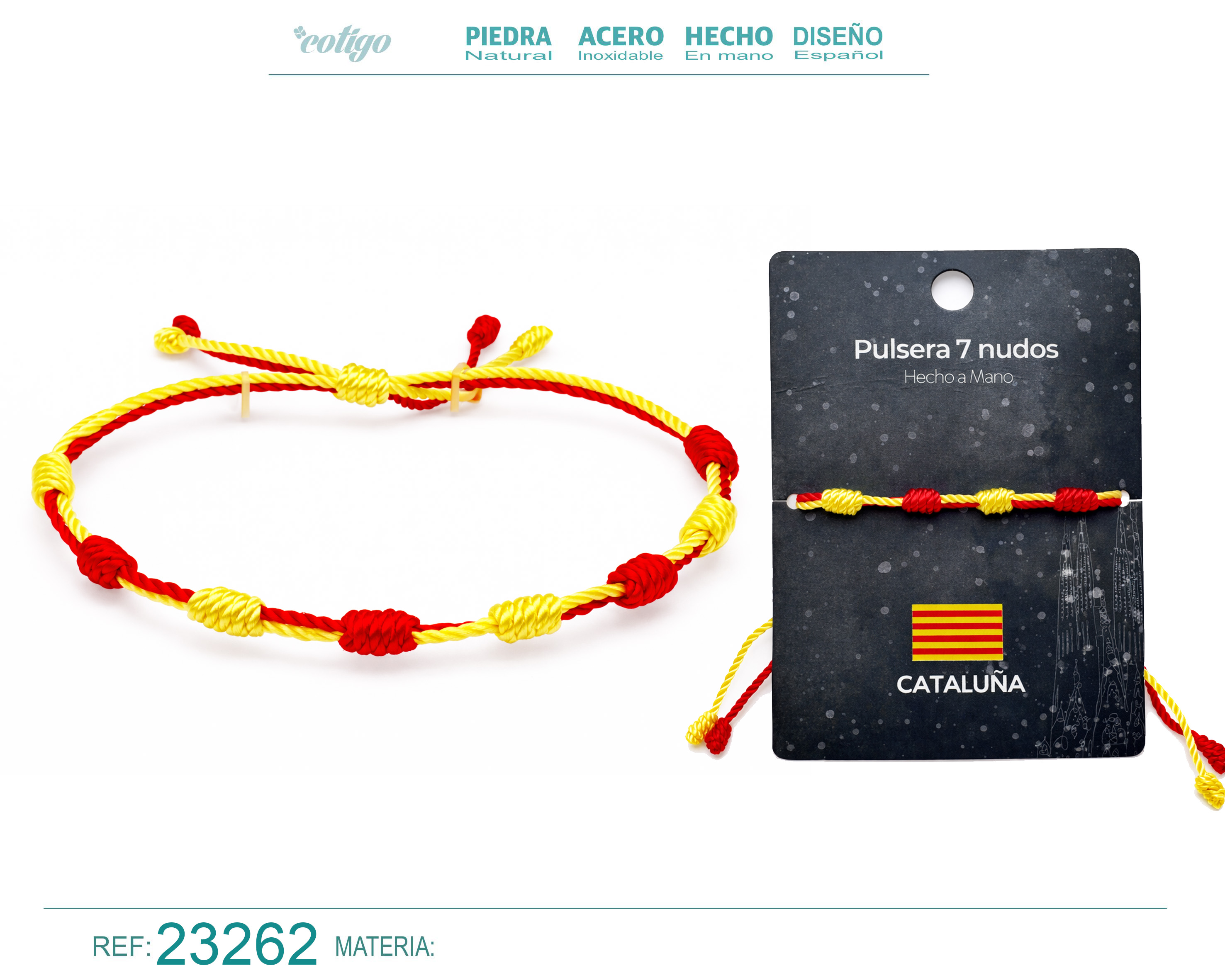 Pulsera 7 Nudos de Bandera de Cataluña