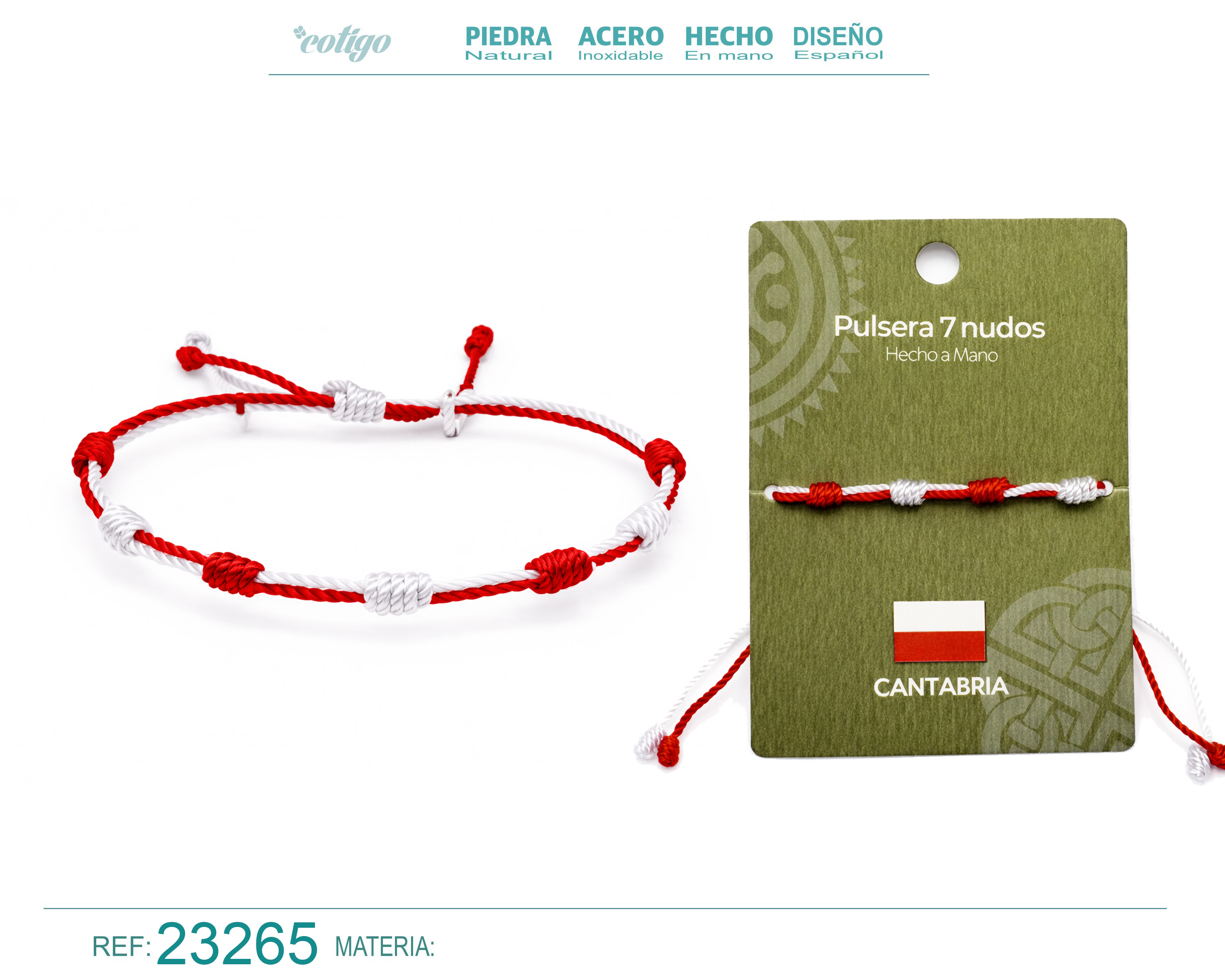 Pulsera 7 Nudos de Bandera de Cantabria