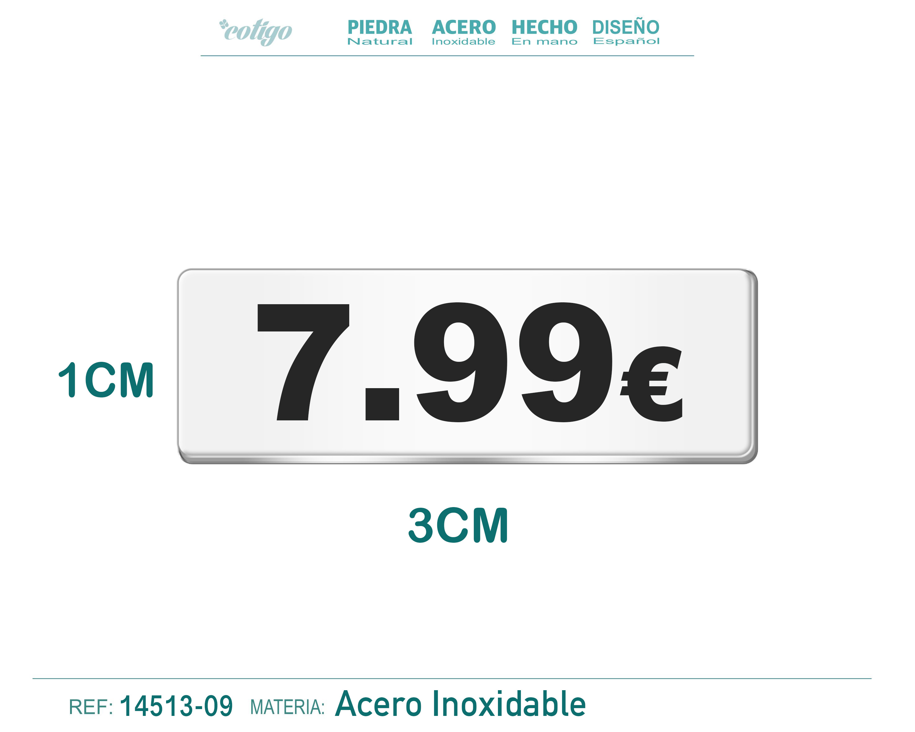 Placa Acero 1x3cm-7.99