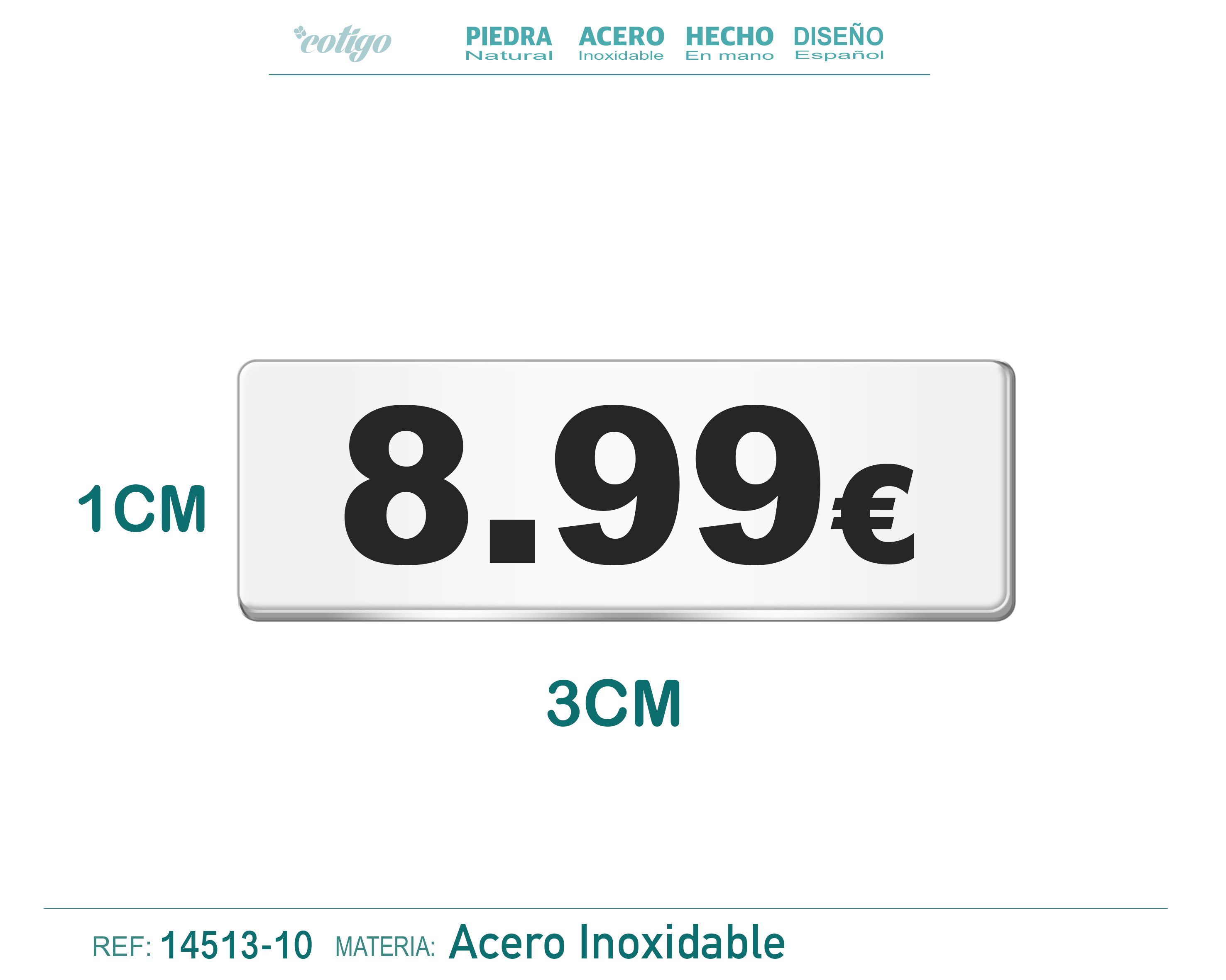 Placa Acero 1x3cm-8.99