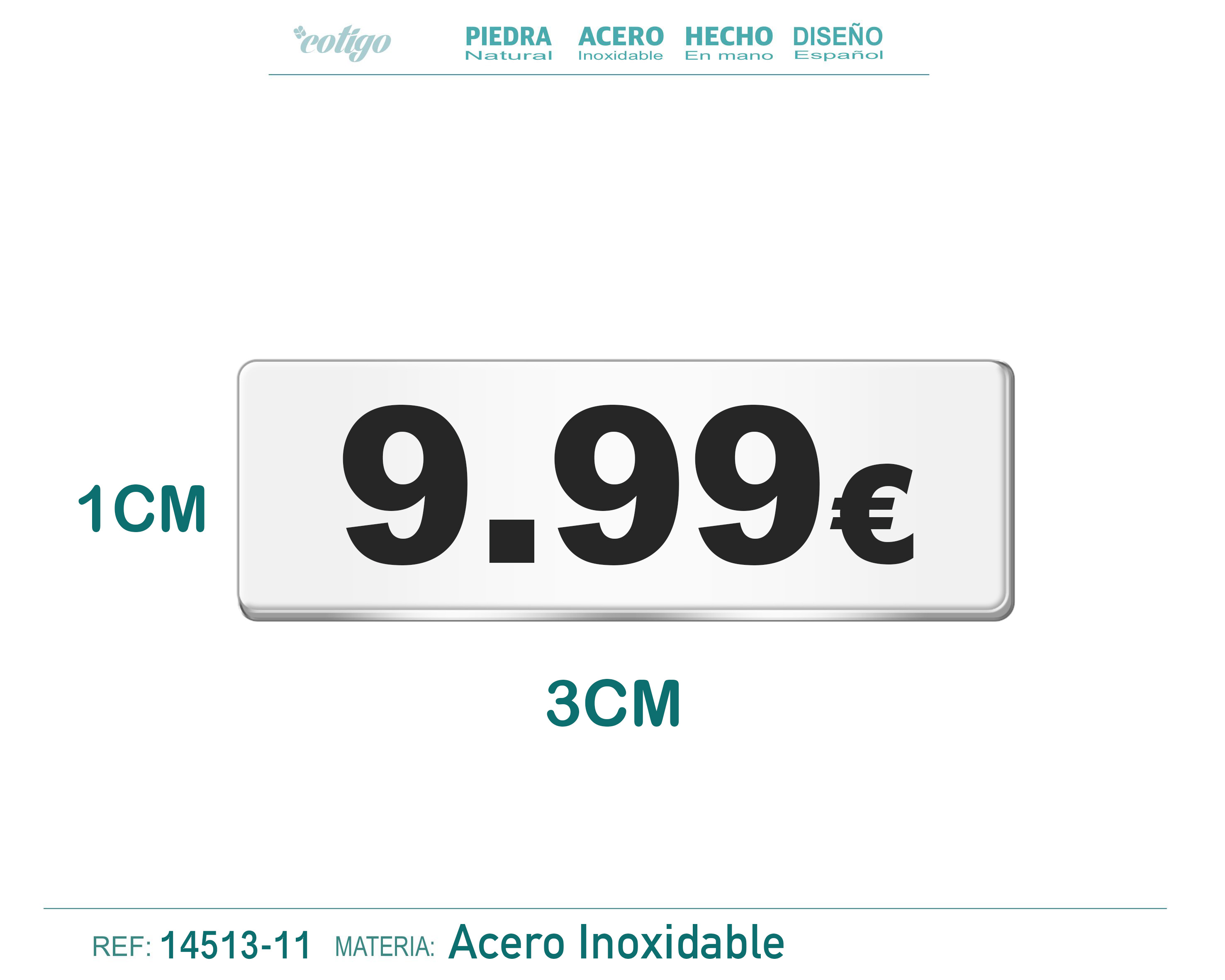 Placa Acero 1x3cm-9.99
