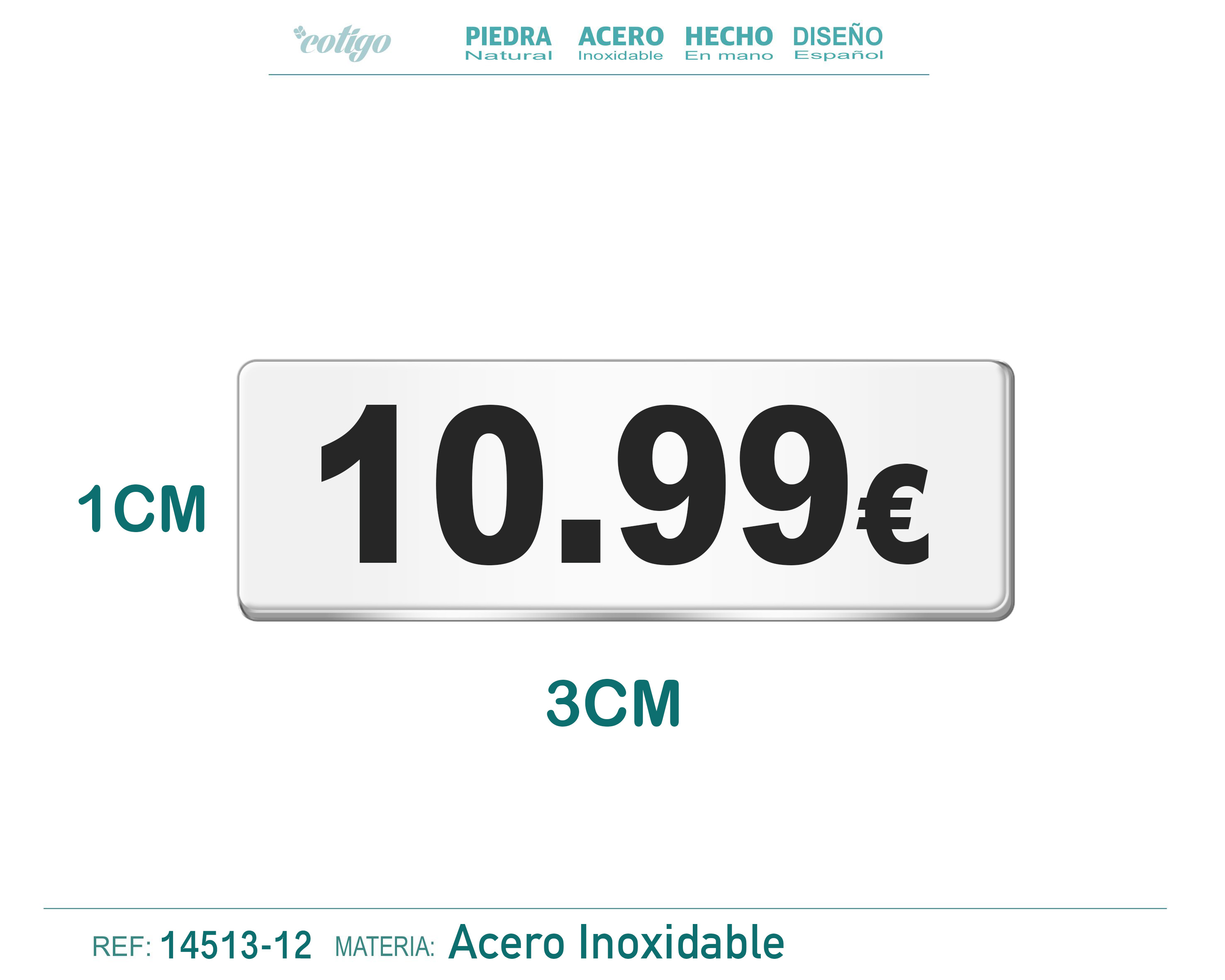Placa Acero 1x3cm-10.99