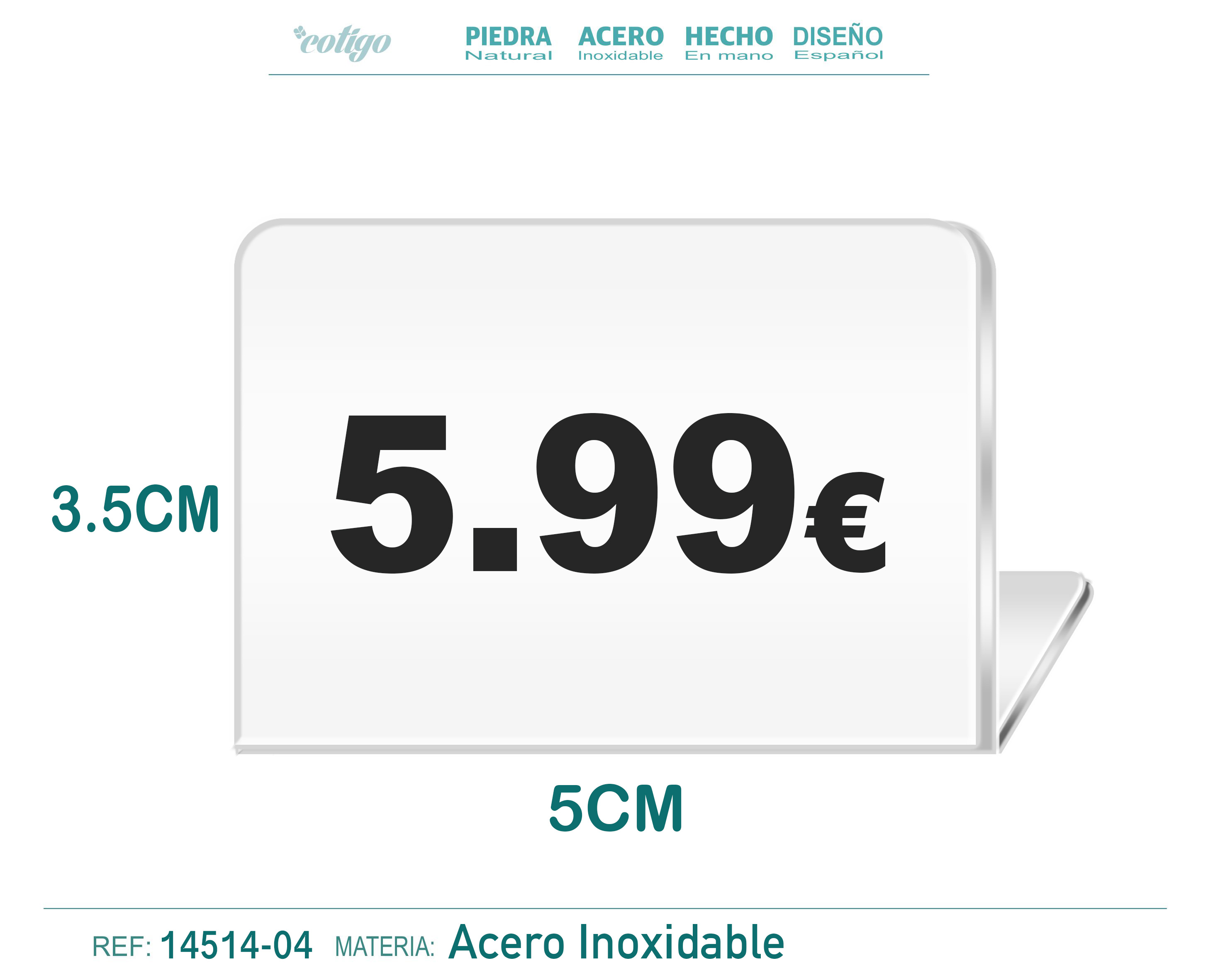 Placa Acero 3.5x5cm-5.99