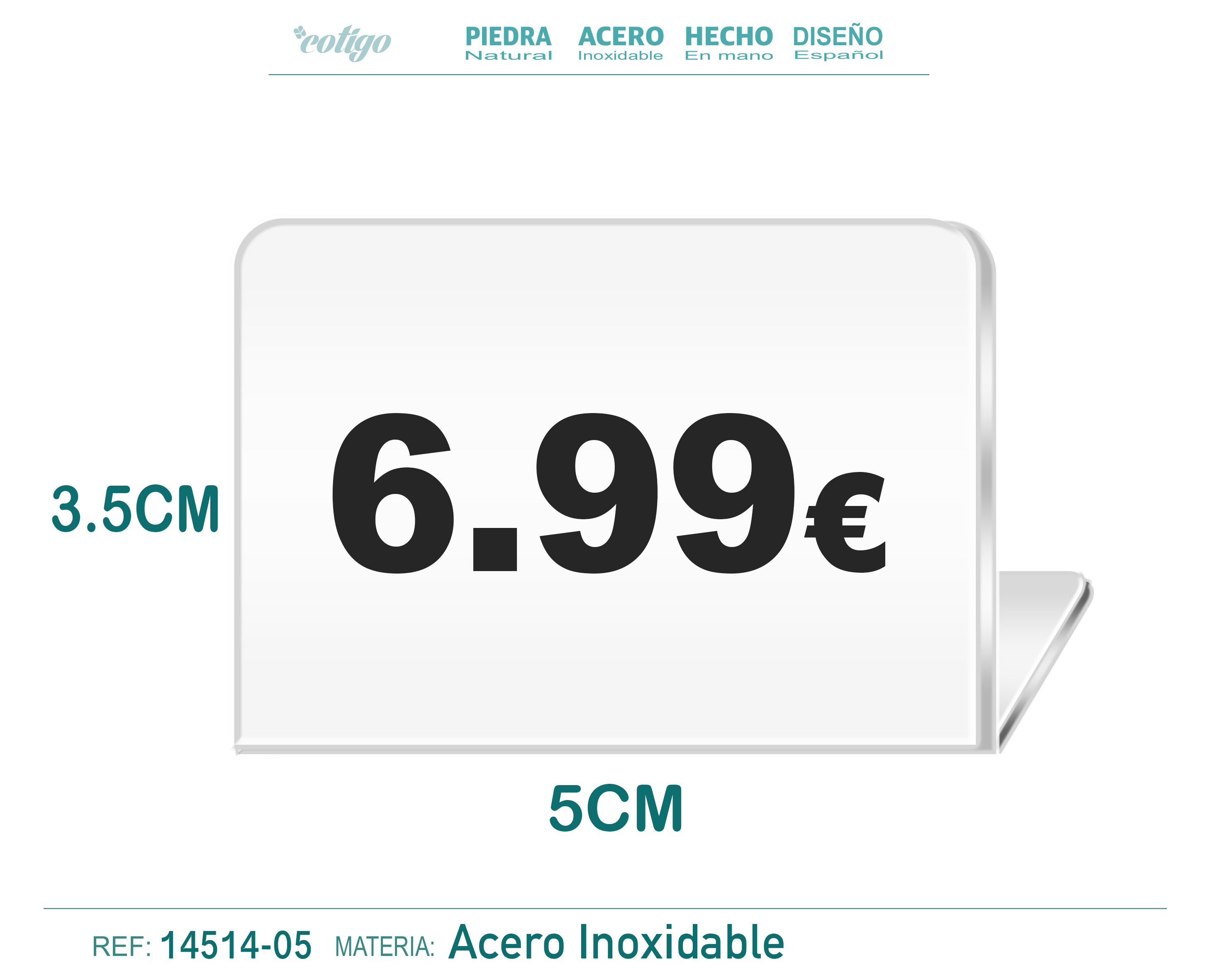 Placa Acero 3.5x5cm-6.99