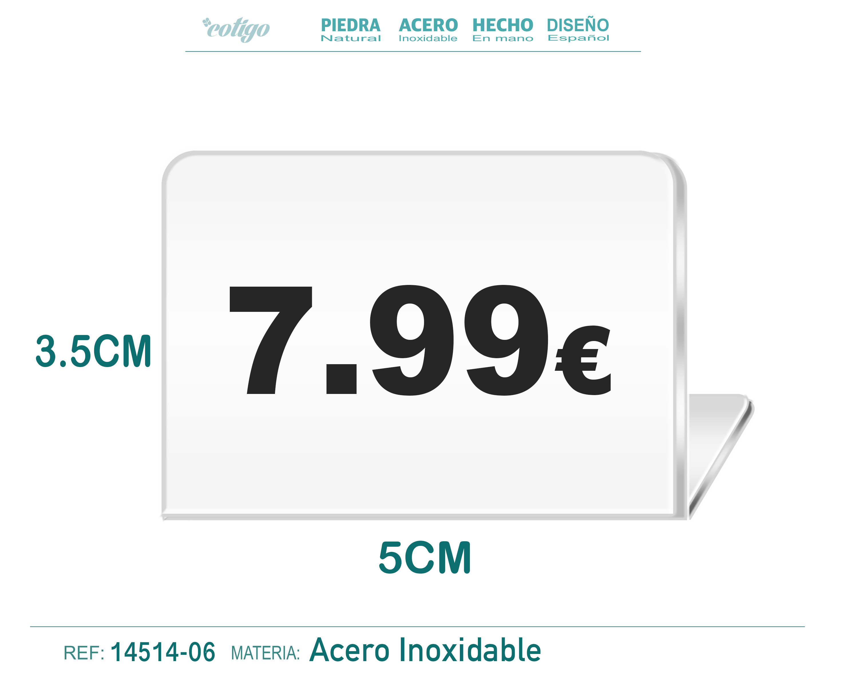 Placa Acero 3.5x5cm-7.99
