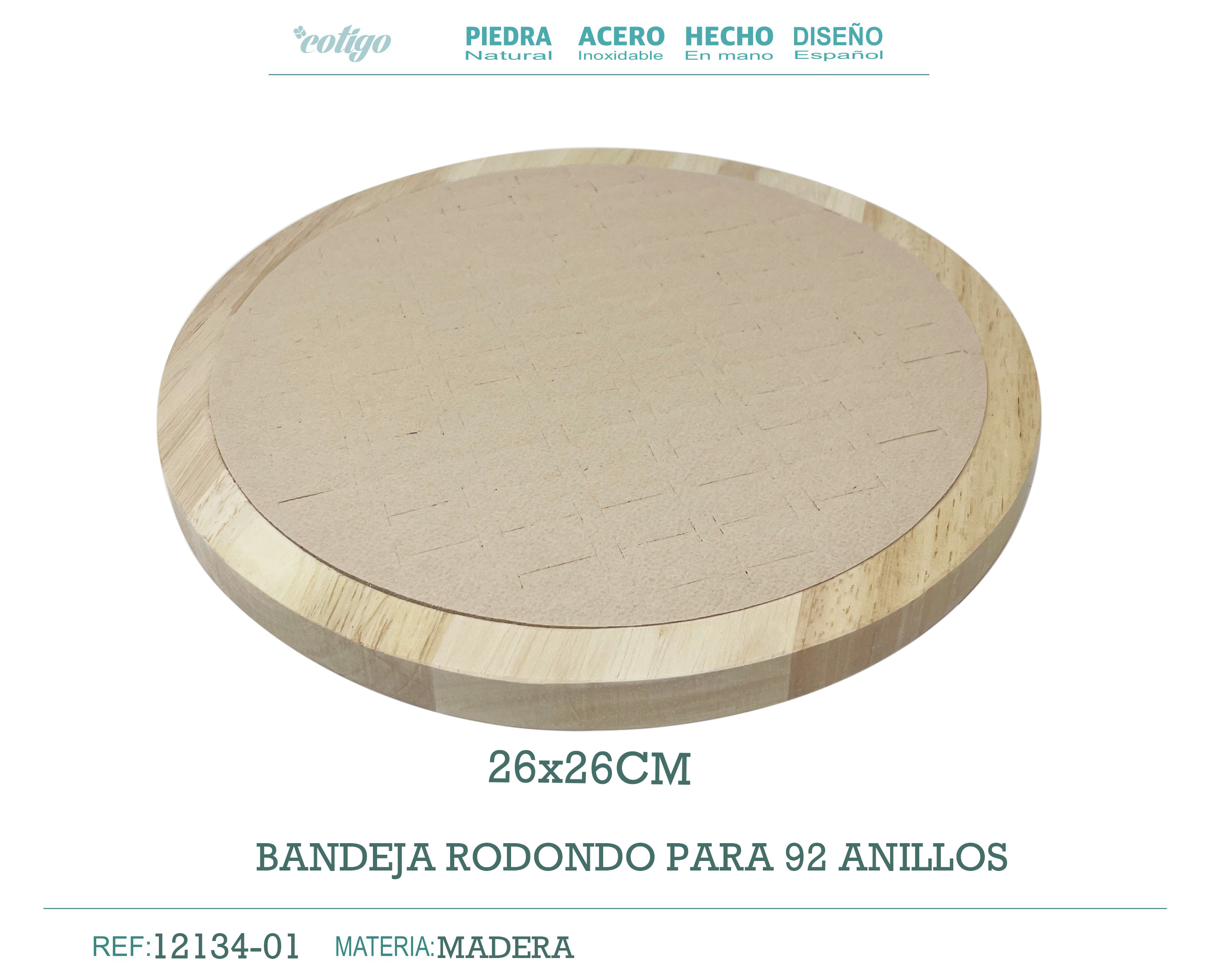 Bandeja de Madera 26x26cm Para 92 Anillos