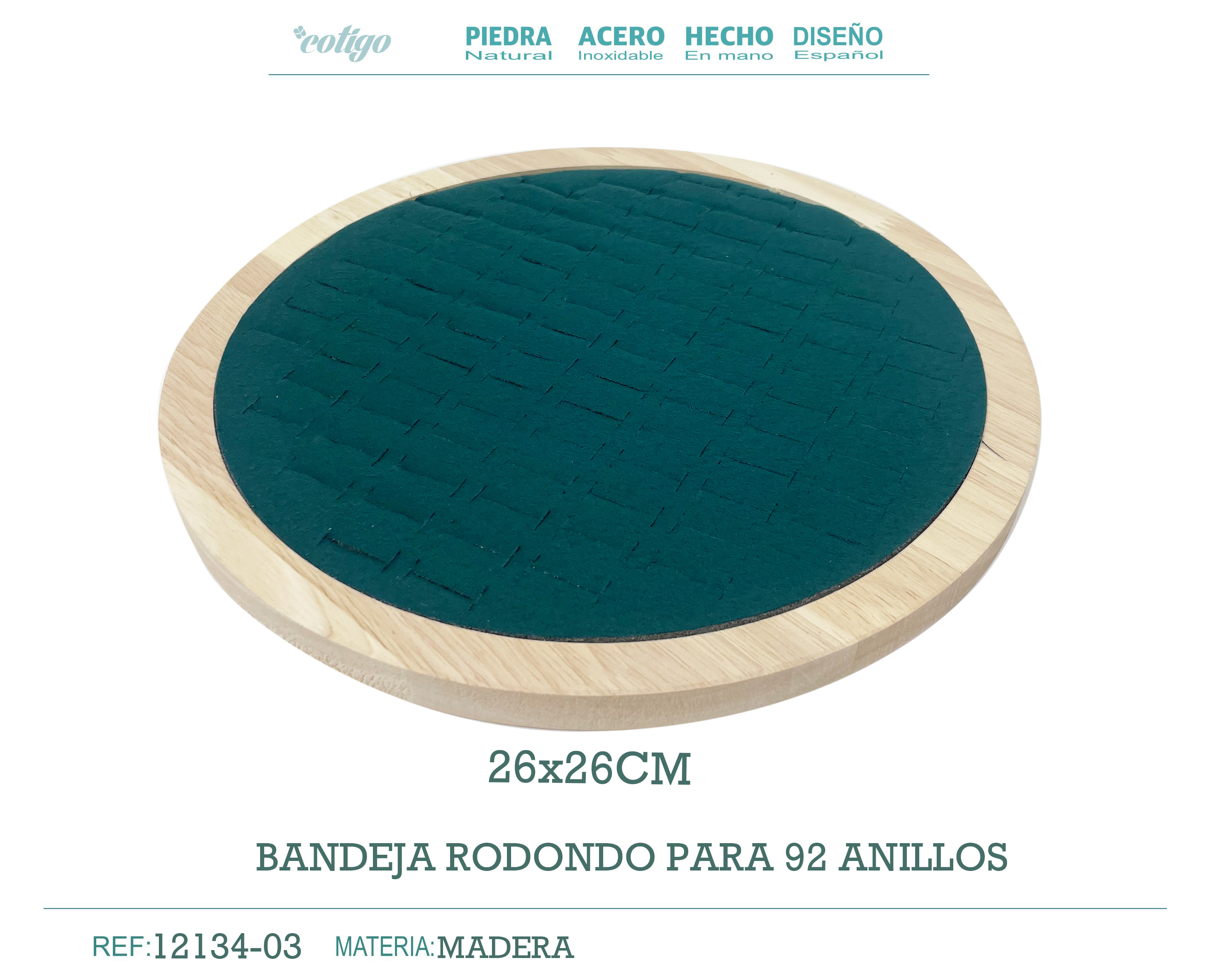 Bandeja de Madera 26x26cm Para 92 Anillos