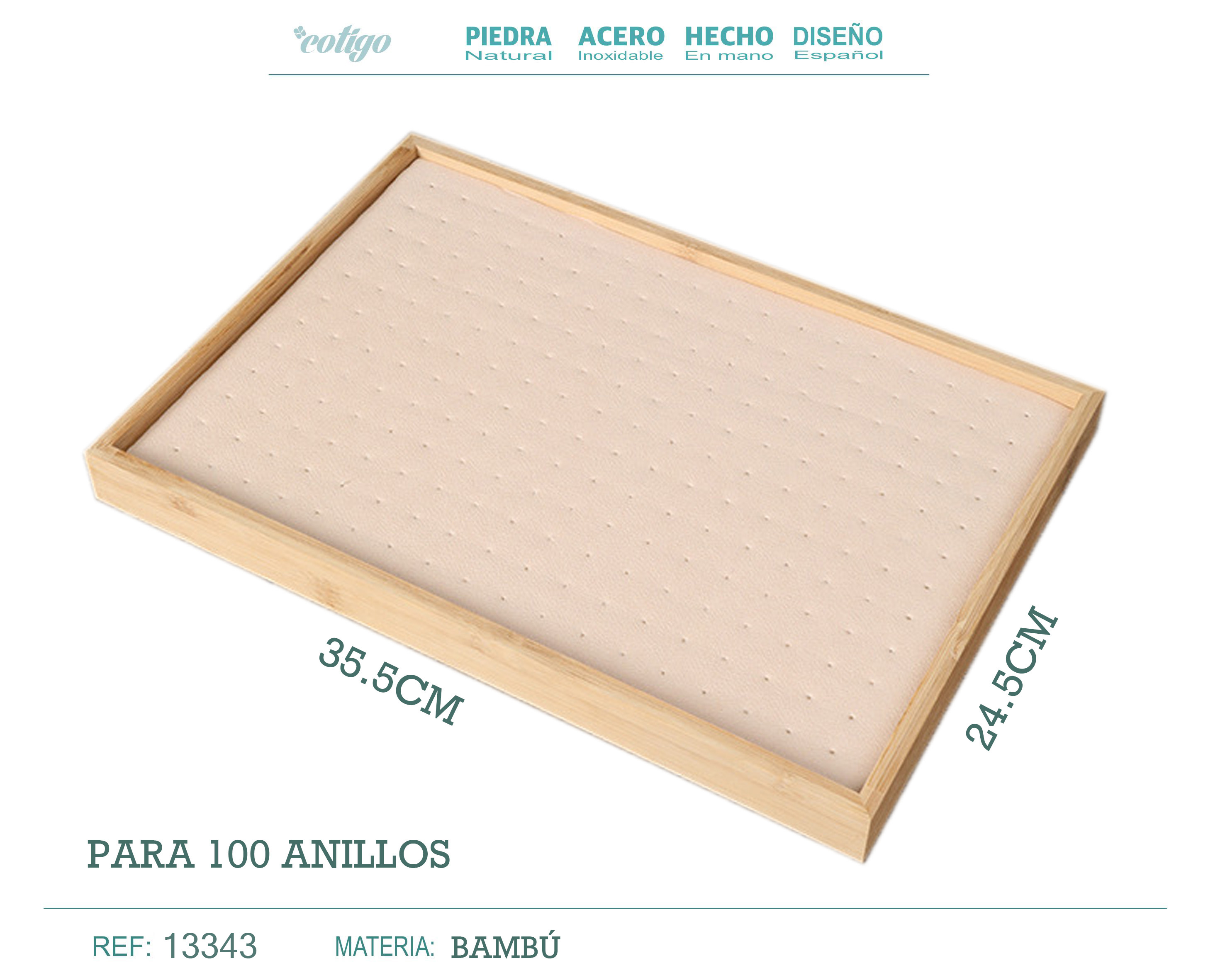 Bandeja de Madera 35.5x24.5cm Para 100 Anillos