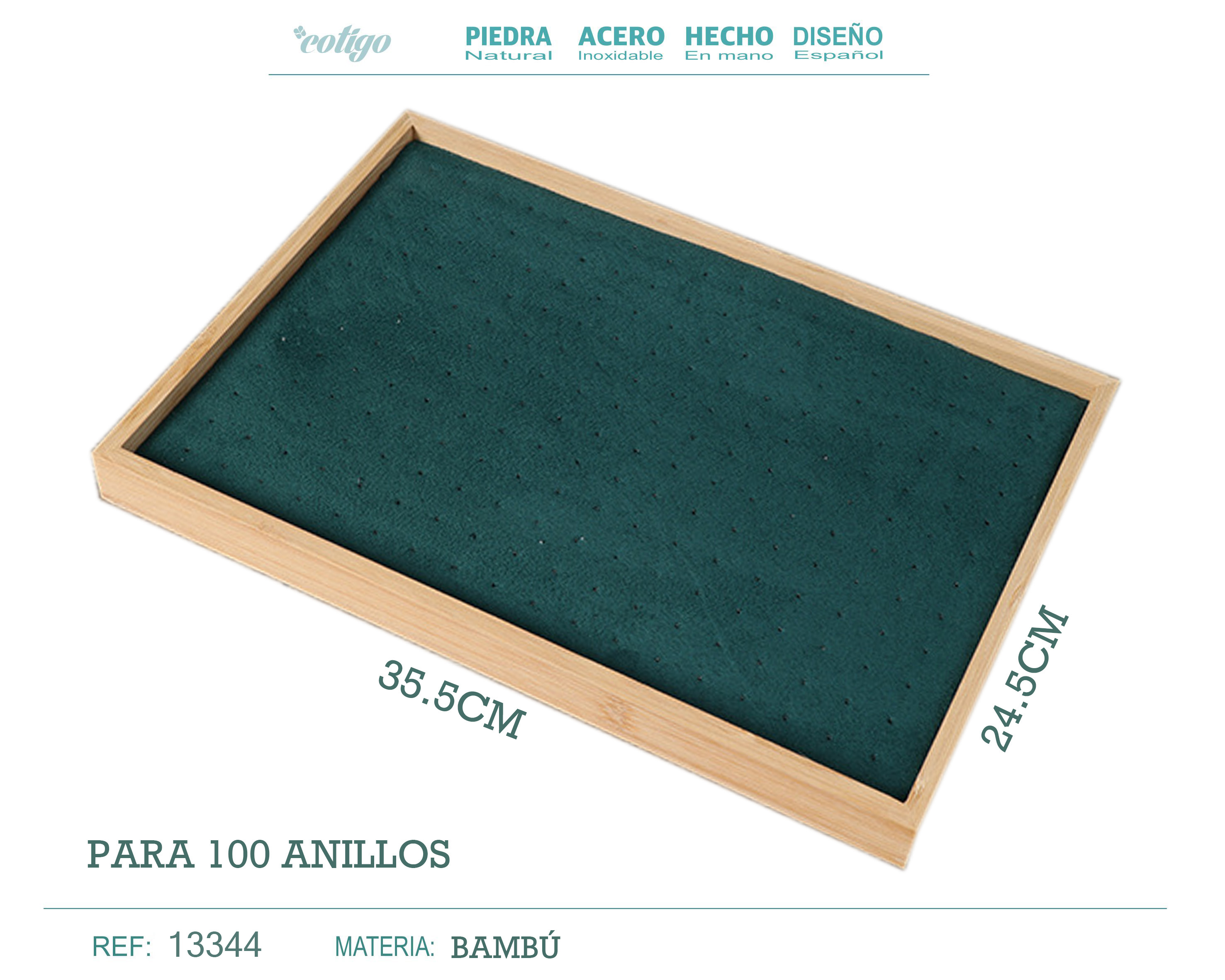 Bandeja de Madera 35.5x24.5cm Para 100 Anillos