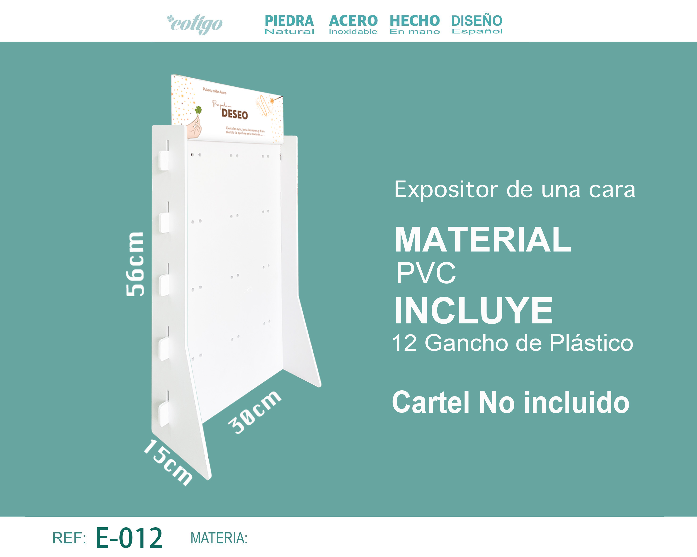 EXPOSITOR PARA 12 MODELOS CON GANCHO