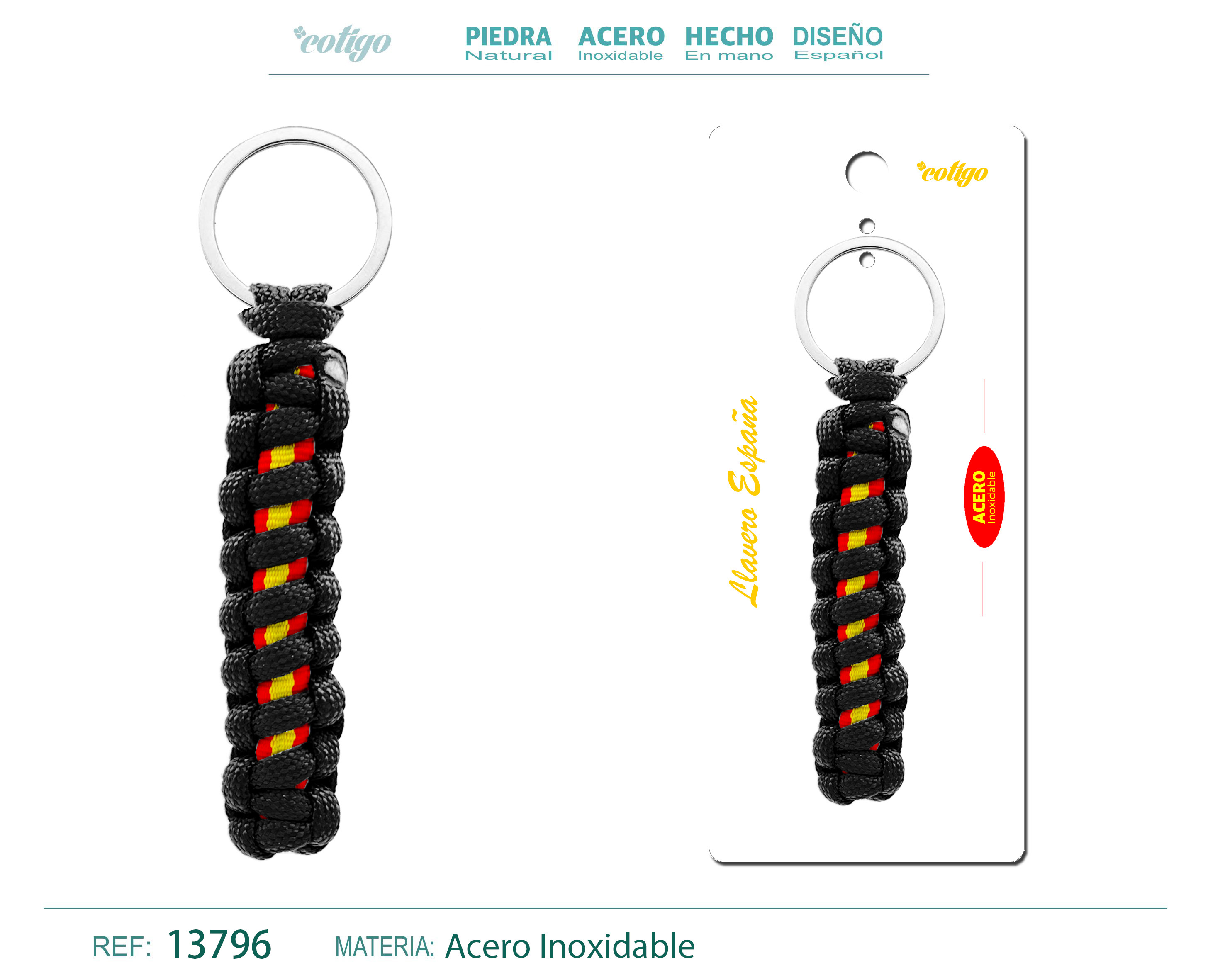 LLAVERO CUERDA CON ARO ACERO