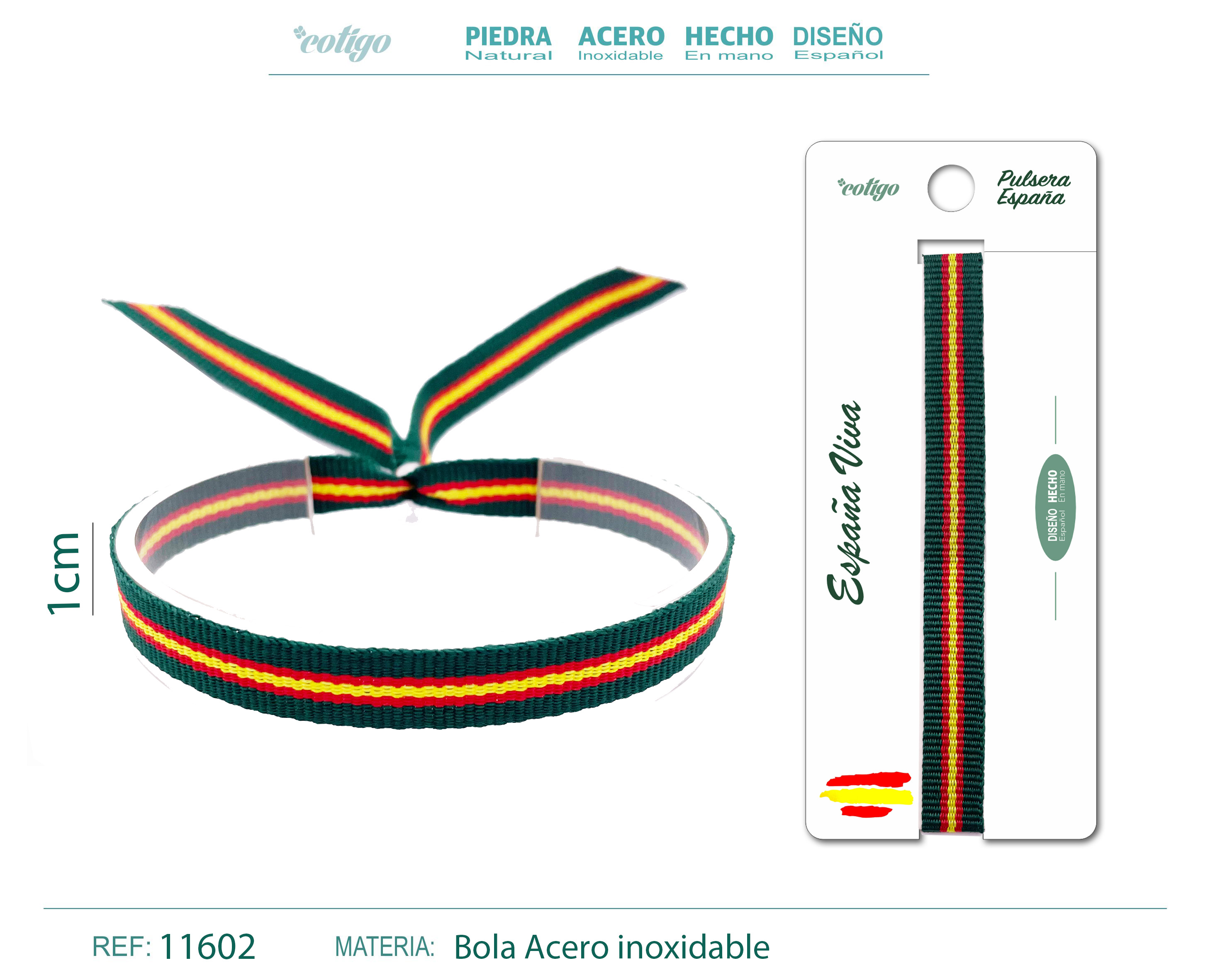 Pulsera españa Ancho 1cm verde