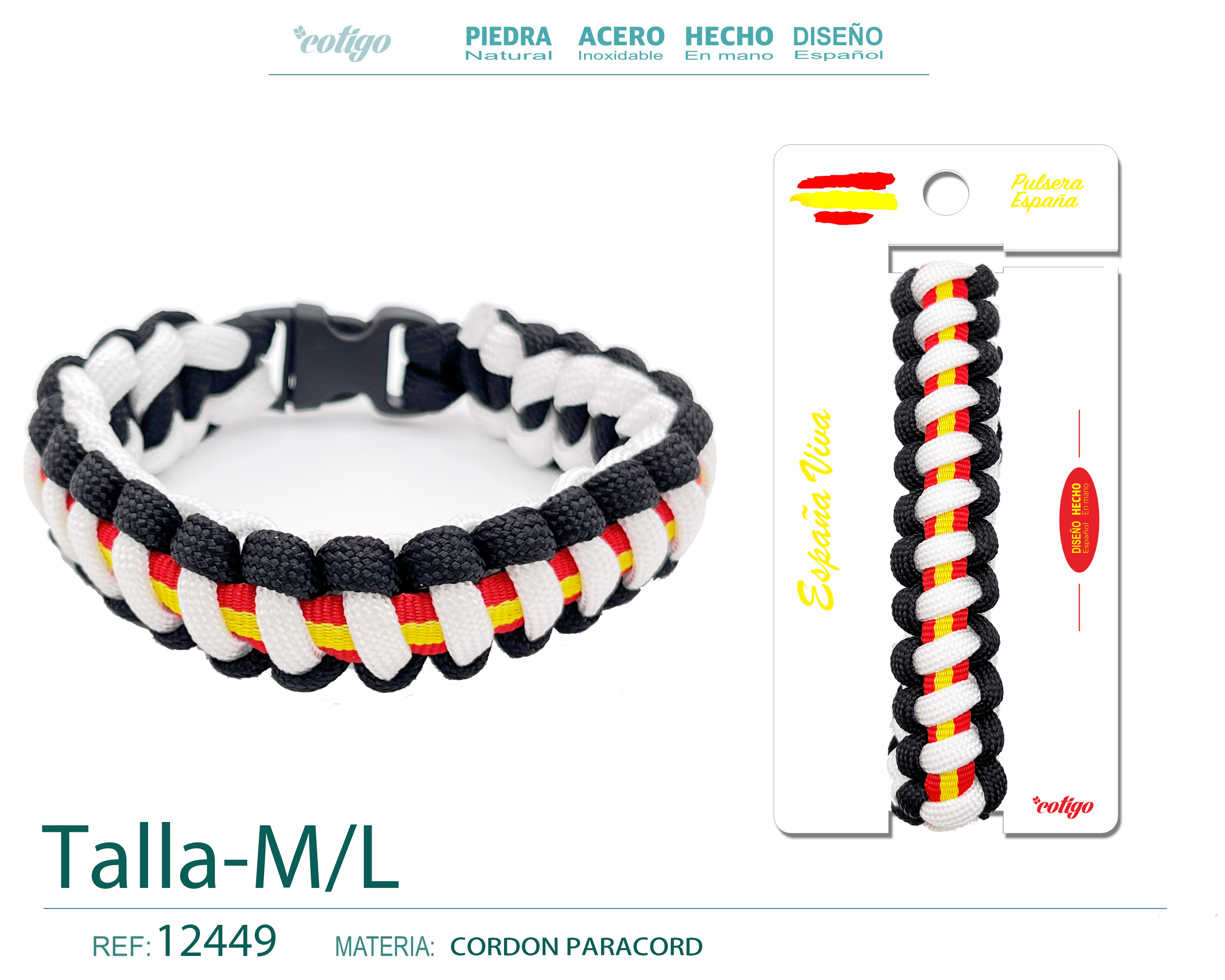 Pulsera Paracord trenzado Talla-M,L