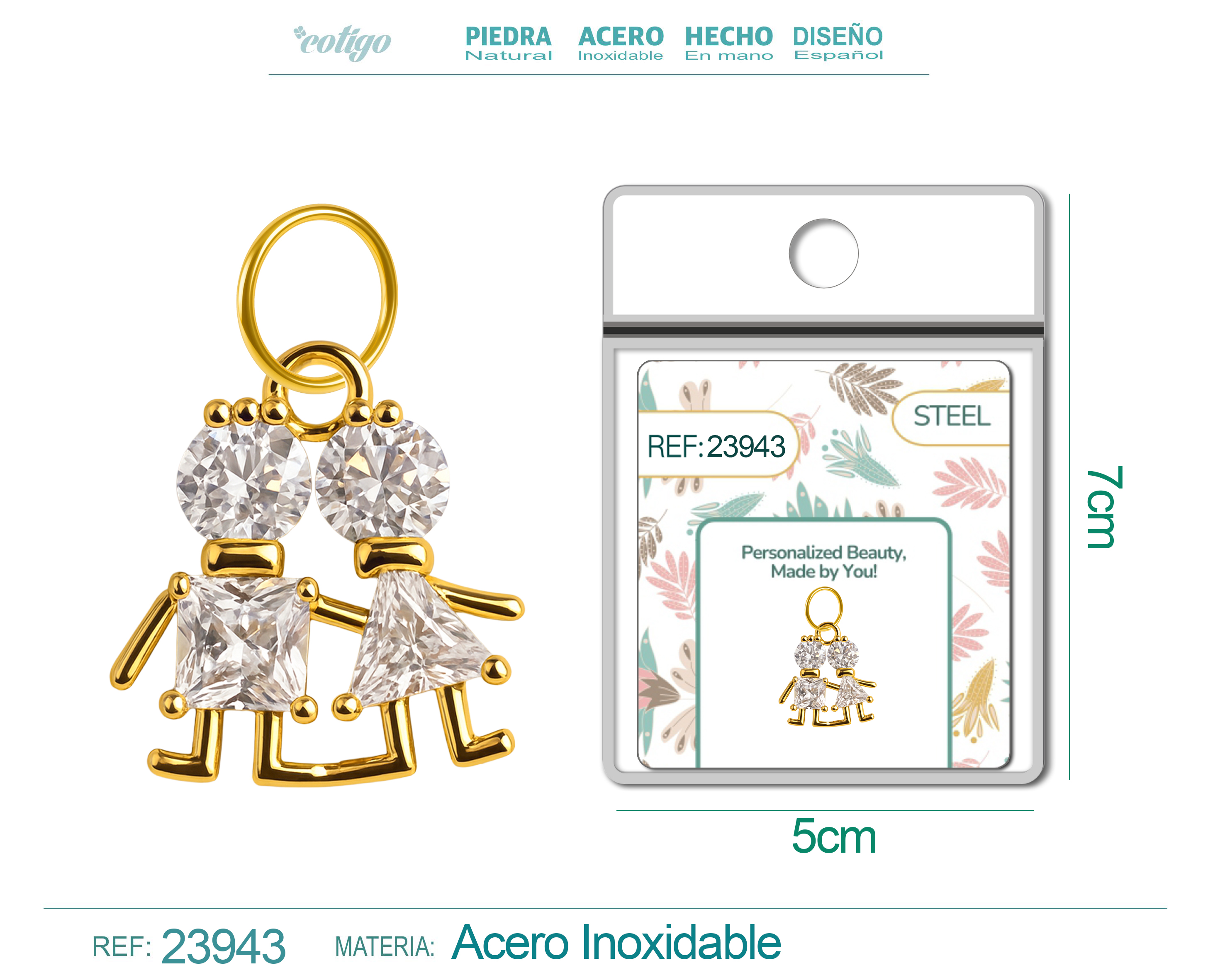 CHARM de Cobre Chapado Oro 14K con Circonita