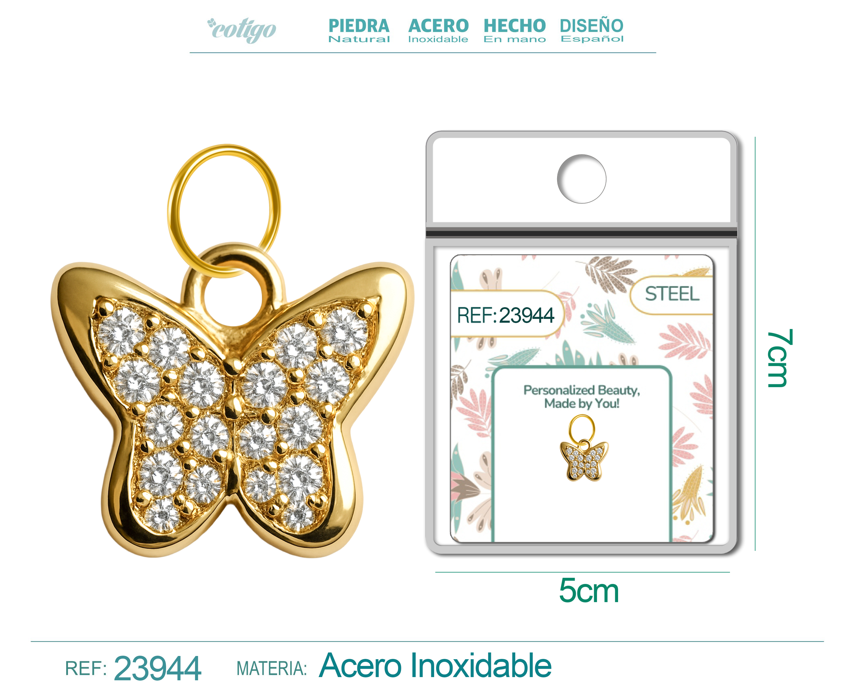 CHARM de Cobre Chapado Oro 14K con Circonita