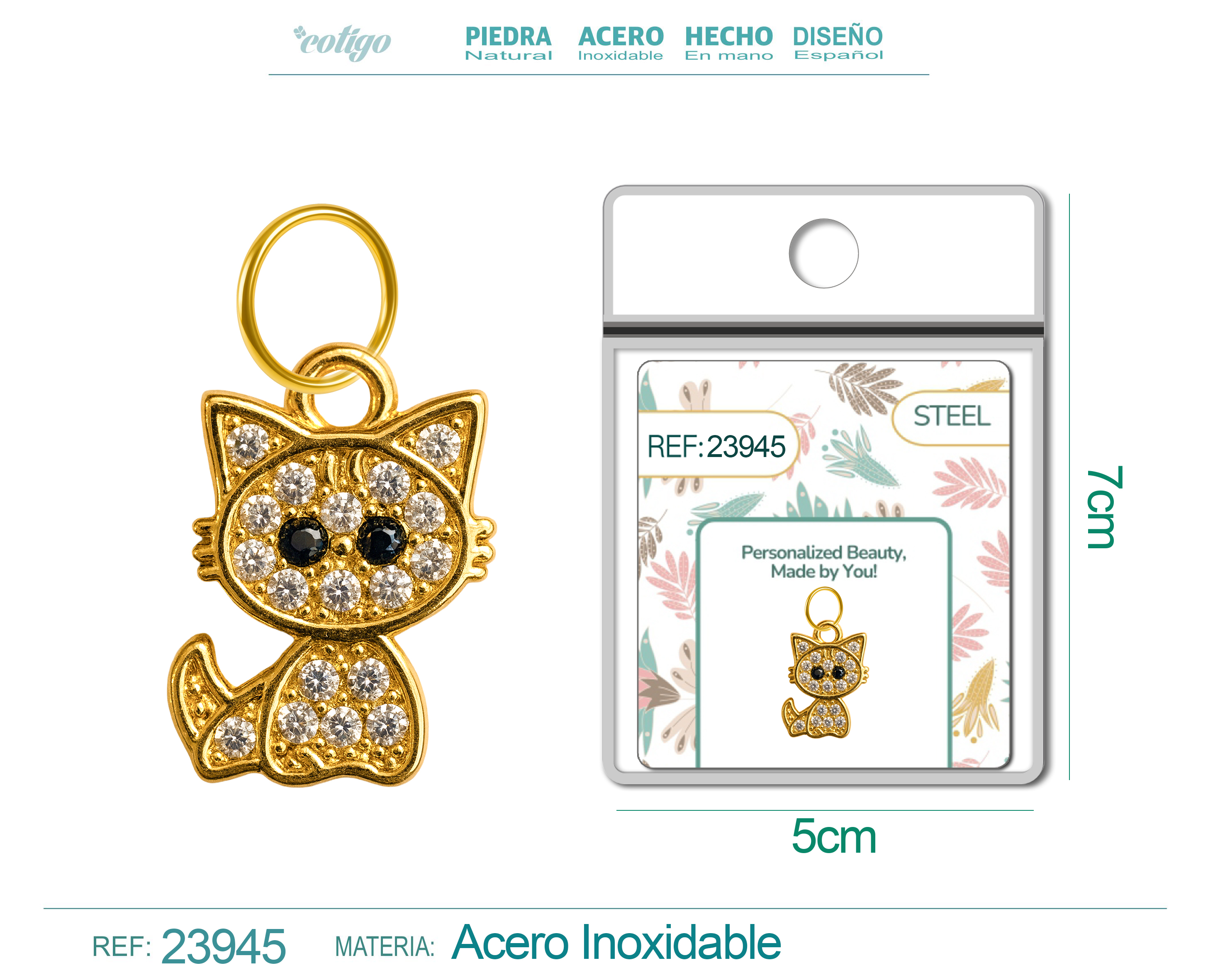 CHARM de Cobre Chapado Oro 14K con Circonita